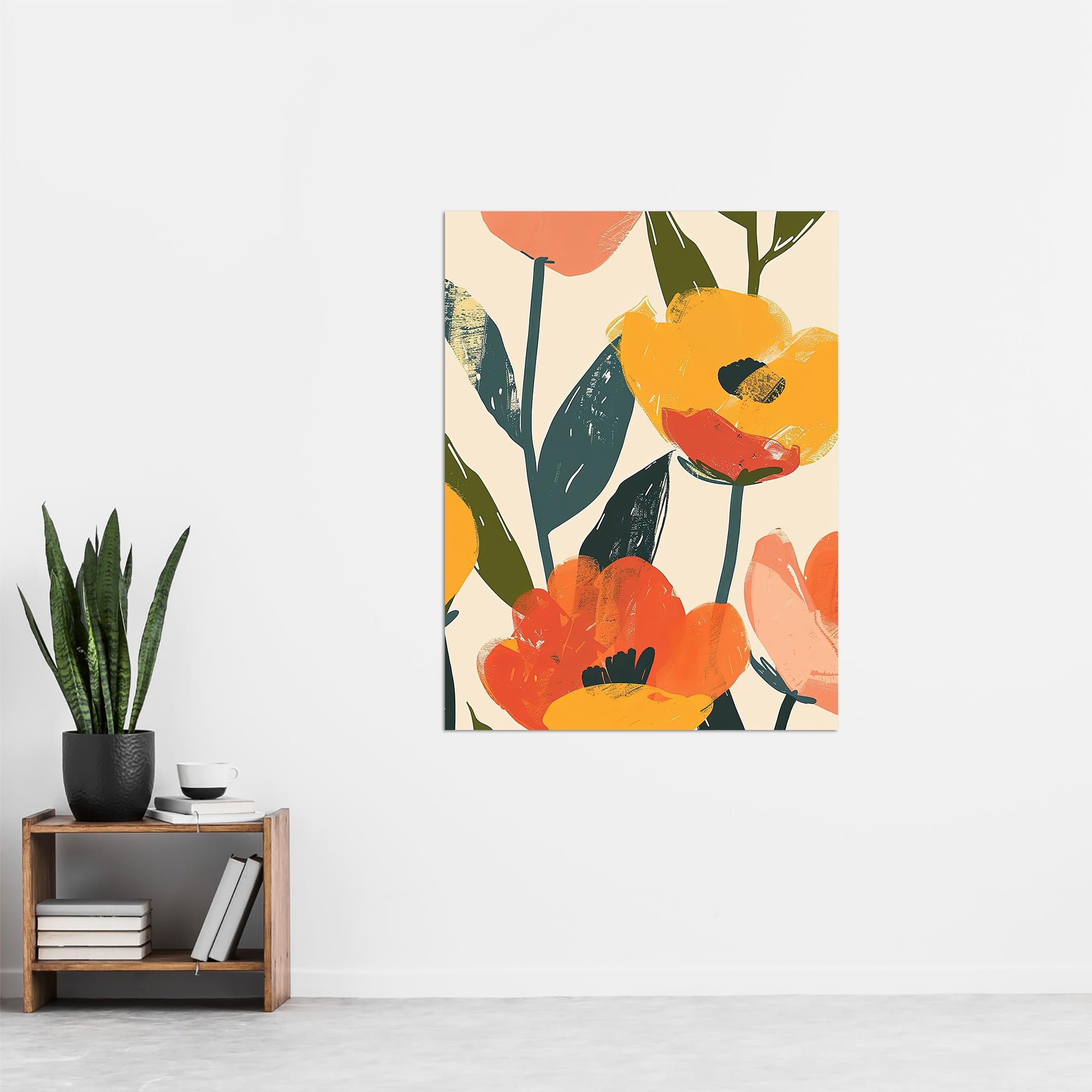 Artery8 Simple Spring Flower Blooms Bright Painting For Living Room Extra Large XL Wall Art Poster Print, Unframed 24X32", 81L x 61W cm - Image 4