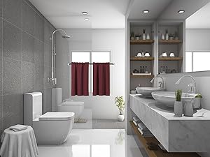 Easy Home 2 Panels Blackout Tier Curtain with Rod Pocket for Kitchen, Bathroom, Living Room, Thermal Insulated, Light Blocking for Any Small Window36 (W) x36 (L) (Burgundy)