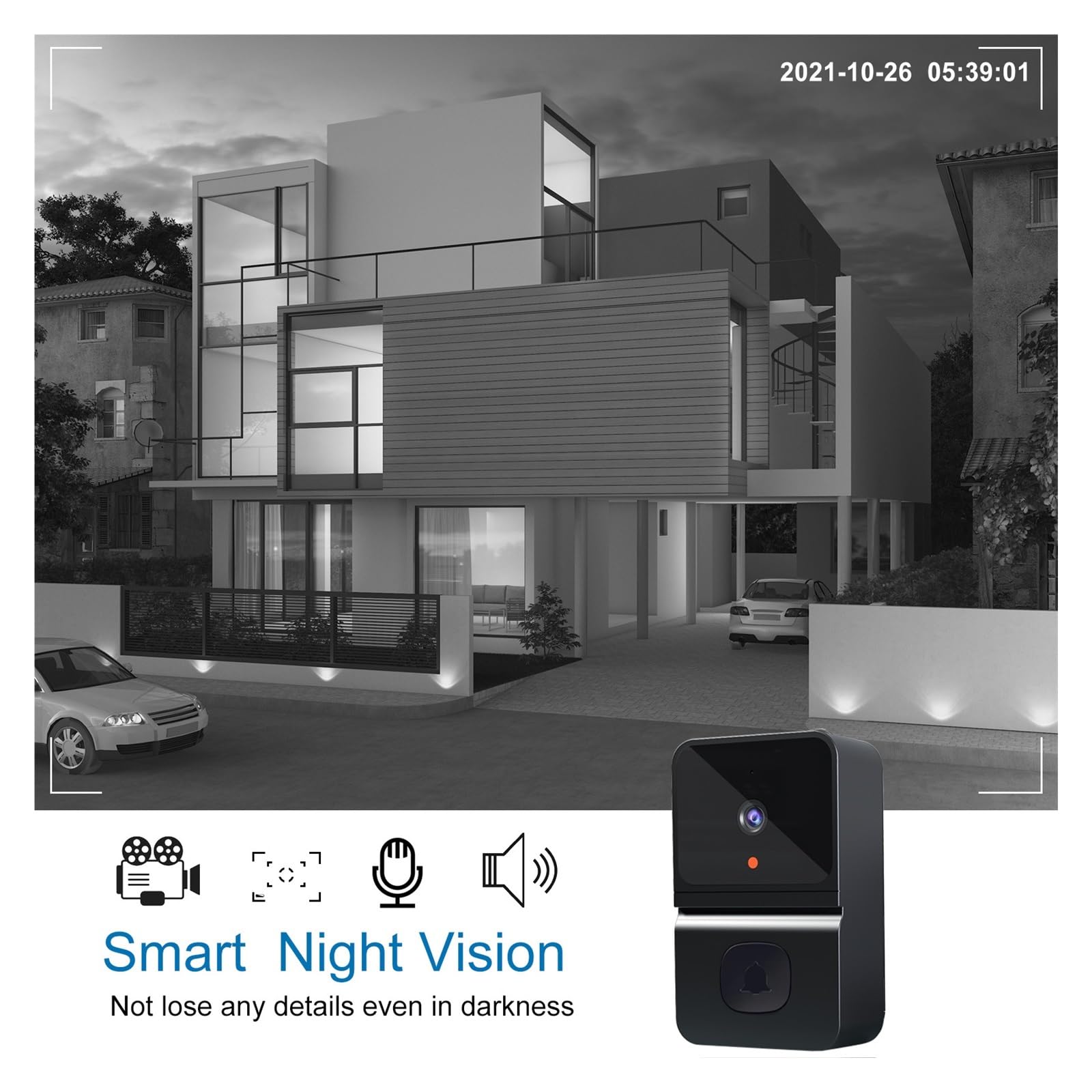 Dzwonek Wideo WiFi Inteligentny Dom Bezprzewodowa Ochrona Pierścień Kamery Do Drzwi Domofon Night Vision Akumulator WyraźNy Wyświetlacz Ochrona Każdą Pogodę