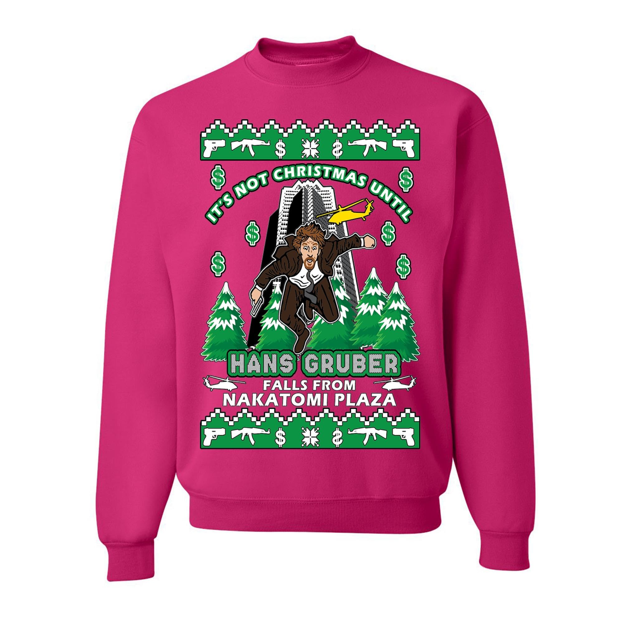 wild custom apparel Not Christmas Until Hans Gruber Nakatomi Plaza 1988 Ugly Christmas Sweatshirt