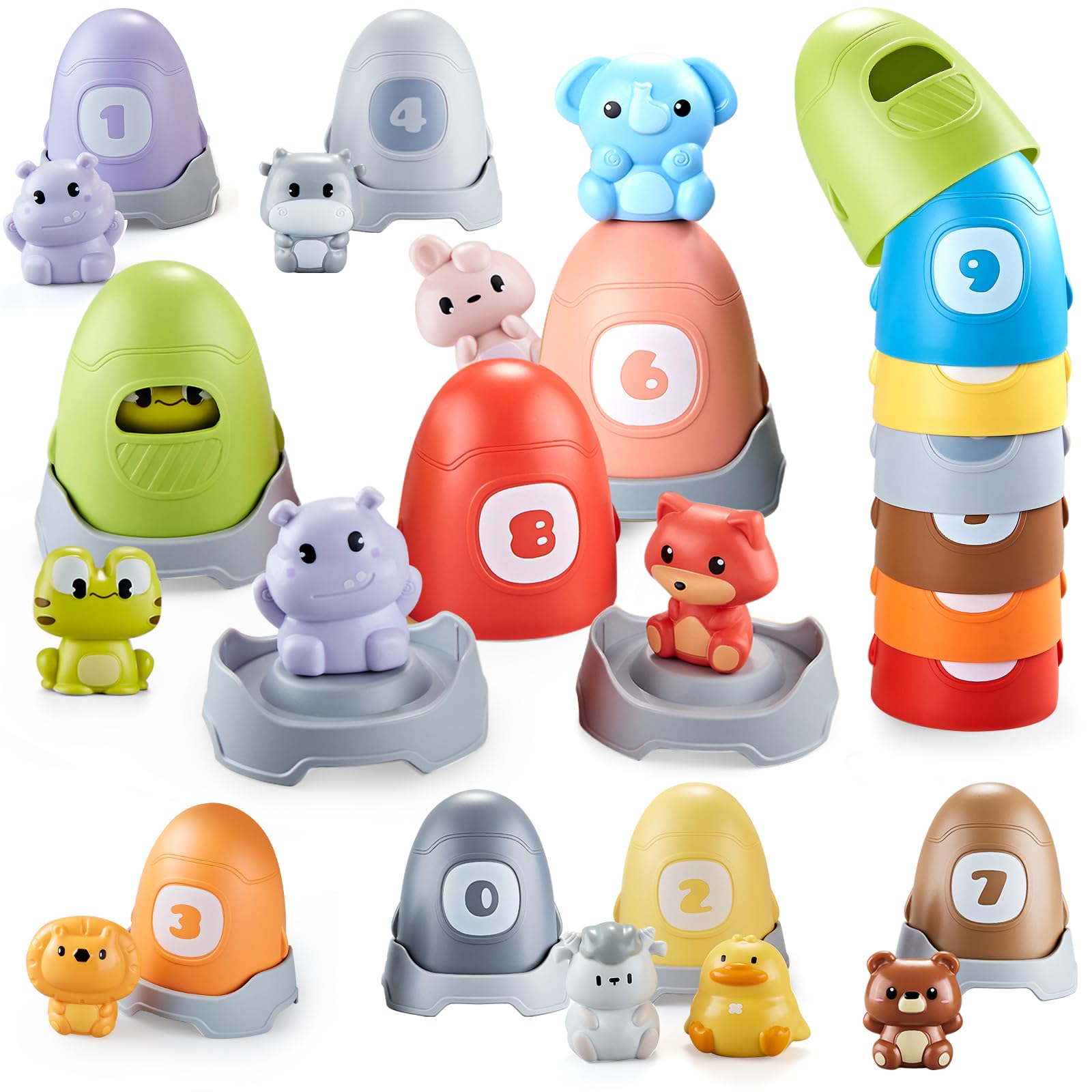 XAZASTOV Juguetes de Animales Granja Bebe 1 2 3 Años, Juguetes Montessori para Niños Niñas 6 9 12 18 Meses Educativos, Juguetes Regalo para Bebe Sensoriales Marionetas Dedo de Granja