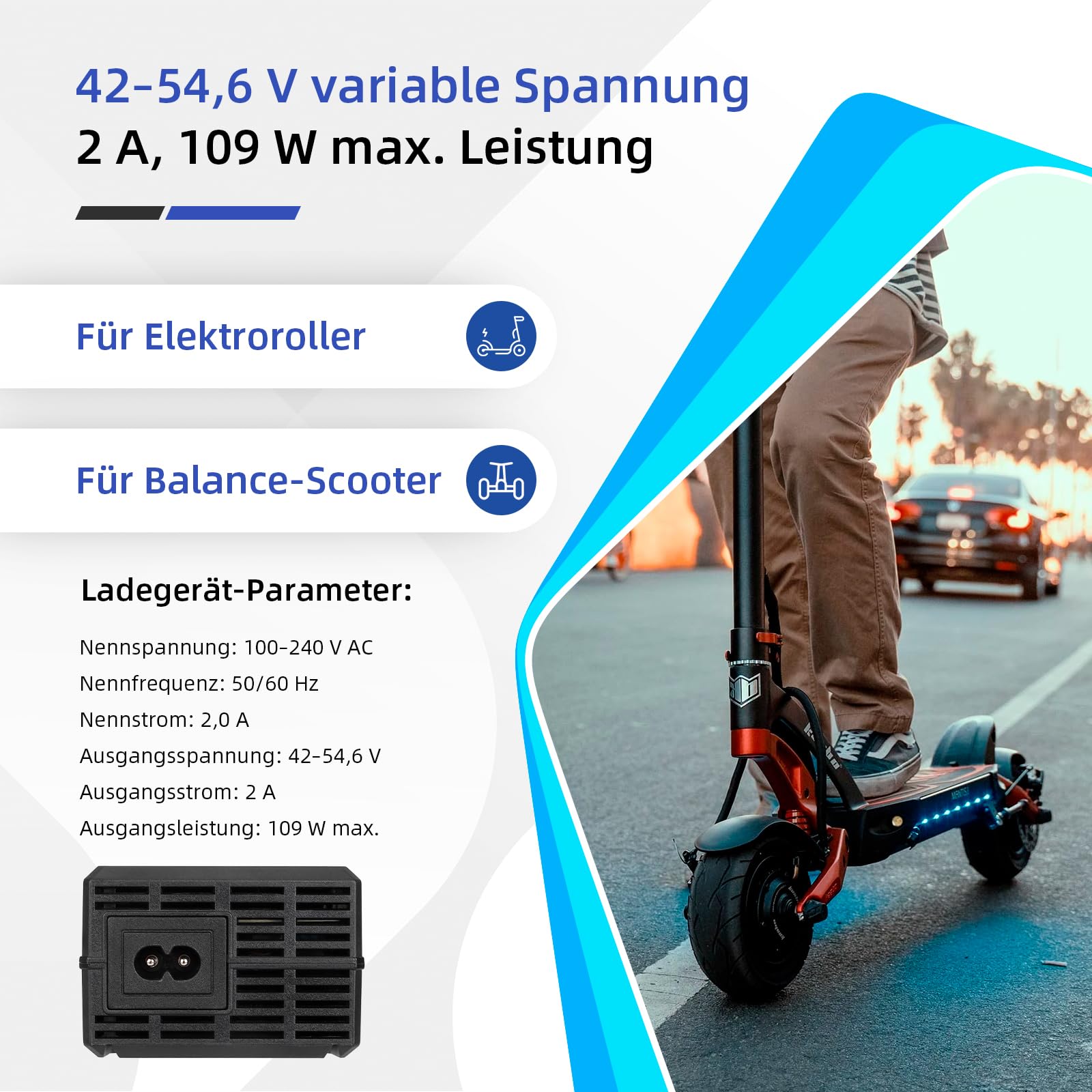 ulip 54,6 V 2 A Cargadores para Scooter 48 V E Scooter 42 V Batería de litio universal con 6 puertos 48 V E-Bike Scooter eléctrico Cargador rápido UE Cargadores
