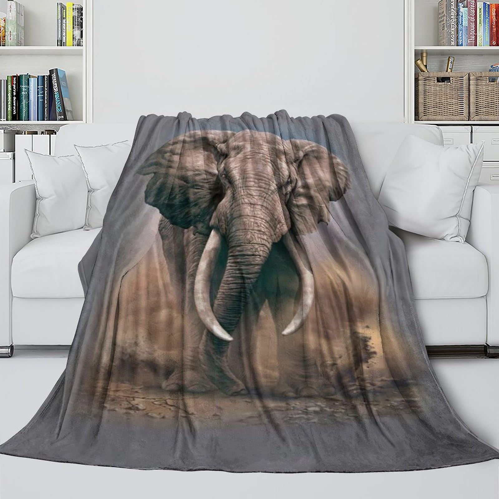 Mjasvndfo Style-5 Elephant 3D Printed Blanket - 3D Animal Washable Fleece Blanket Christmas Birthday Gift For Sister Brother Nephew Niece Colleague - Sofa Bed Office Decor 60X80inch(150X200cm)