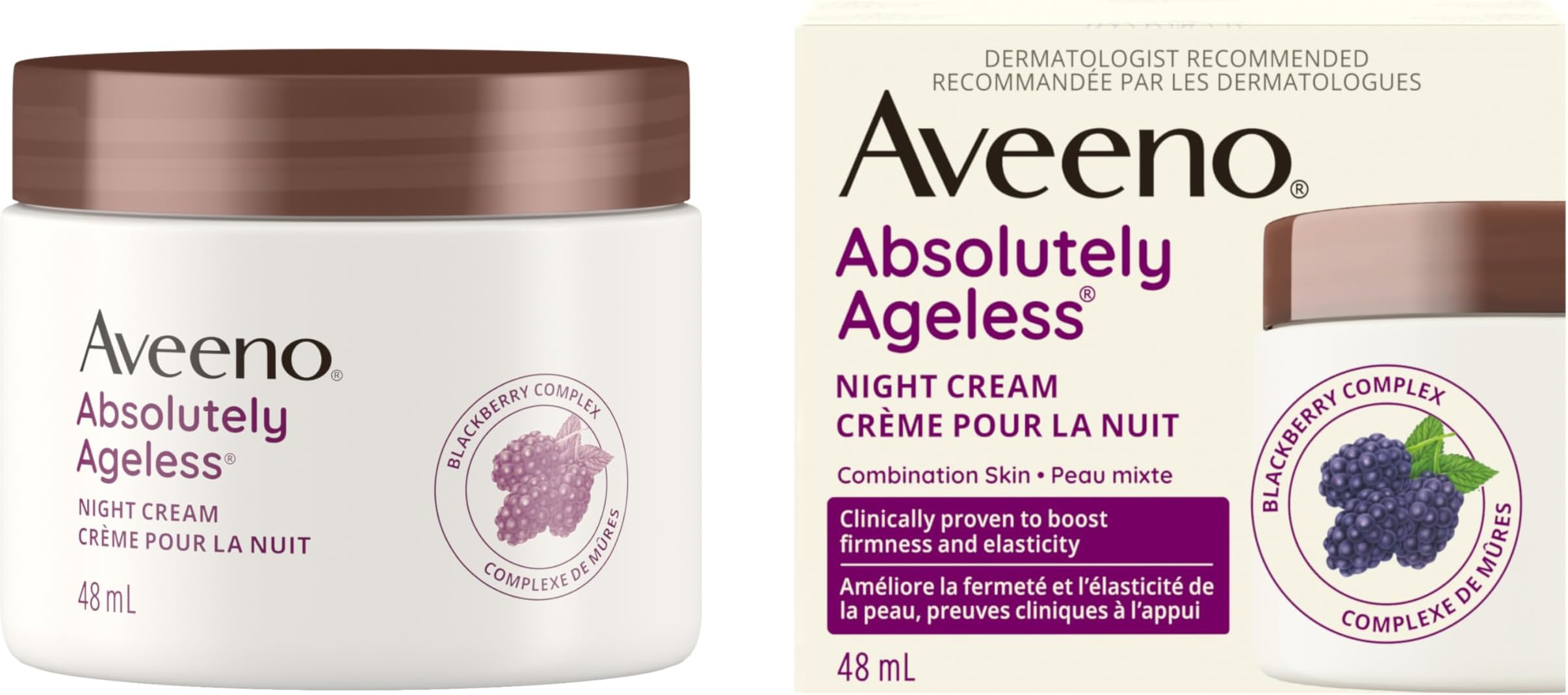 Aveeno Anti Aging Night Vitamin E Cream, Absolutely Ageless Restorative Moisturizer for Face, 48 mL