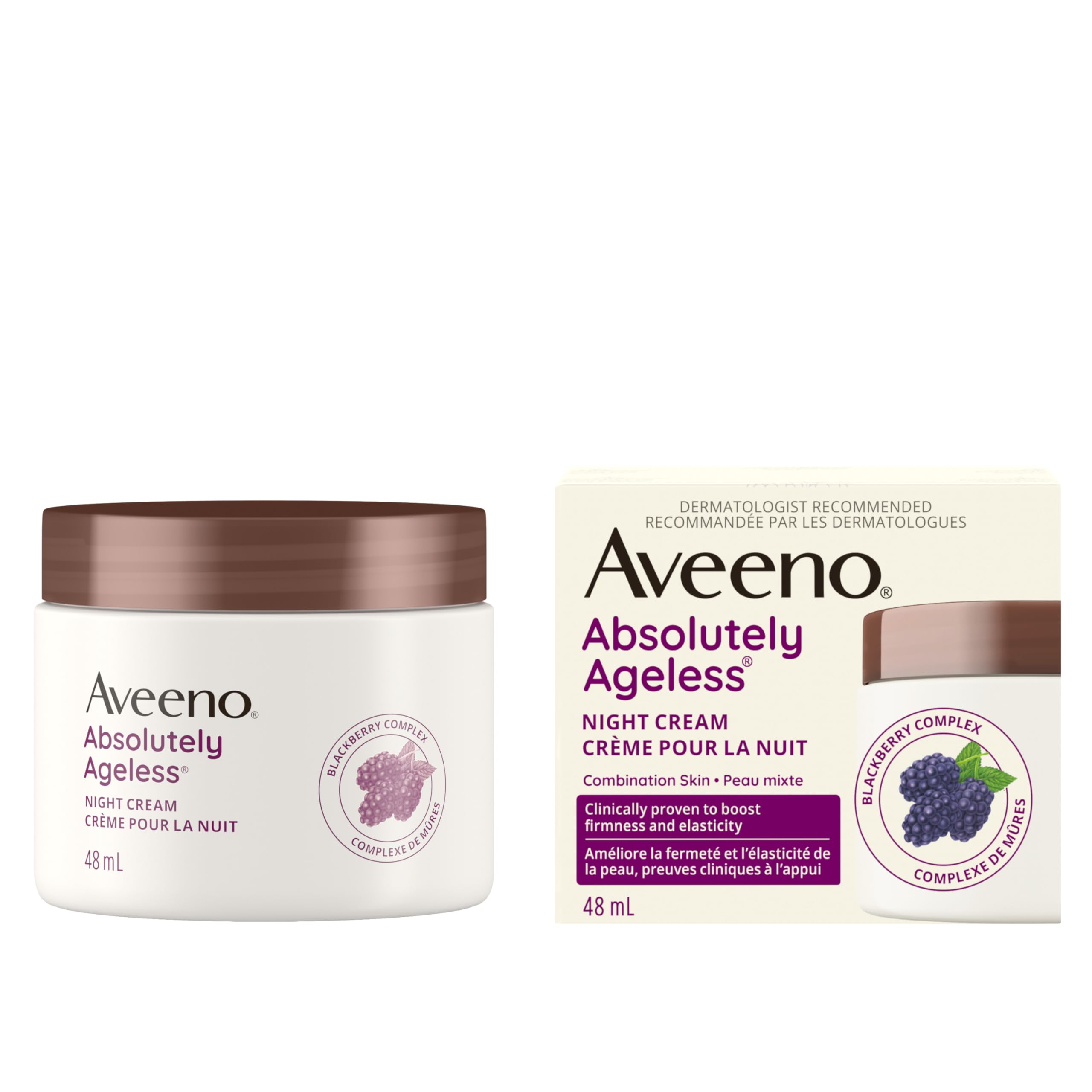 Aveeno Anti Aging Night Vitamin E Cream, Absolutely Ageless Restorative Moisturizer for Face, 48 mL