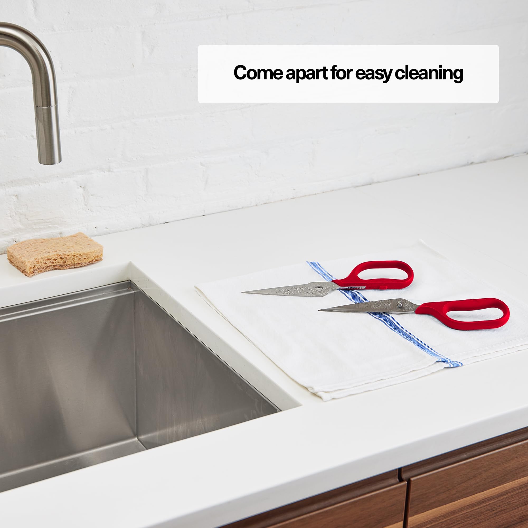 Misen Forbici da cucina resistenti – Forbici da cucina versatili per carne, pollame e altro – Forbici da cucina facili da pulire – manico ambidestro – rosso