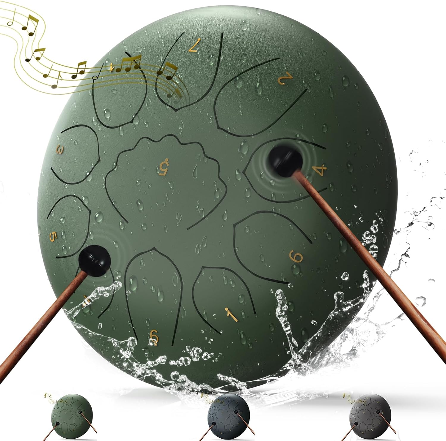 8 Inch Steel Tongue Drum – 11 Notes Handpan Drum for Meditation, Yoga, Relaxation – Includes Mallets, Finger Picks & Carry Bag