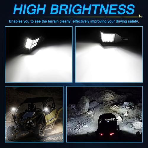 Miniatura 4 de Espejos laterales UTV con luces LED, espejos laterales ACEC SHOP UTV para jaula antivuelco Pro-Fit Espejos retrovisores compatibles con Polaris