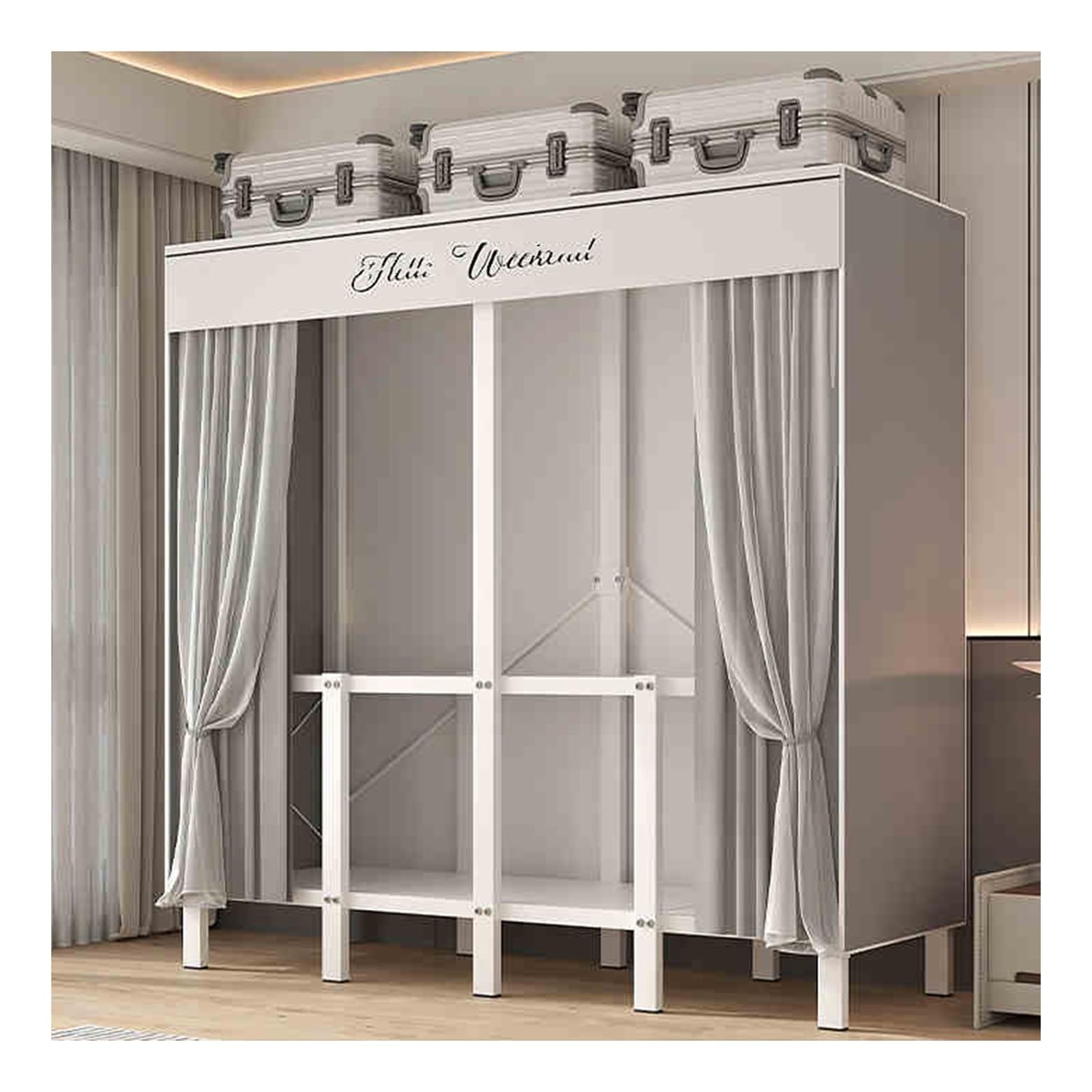 Perchero plegable con tapa de gran capacidad y almacenamiento modular regulable
