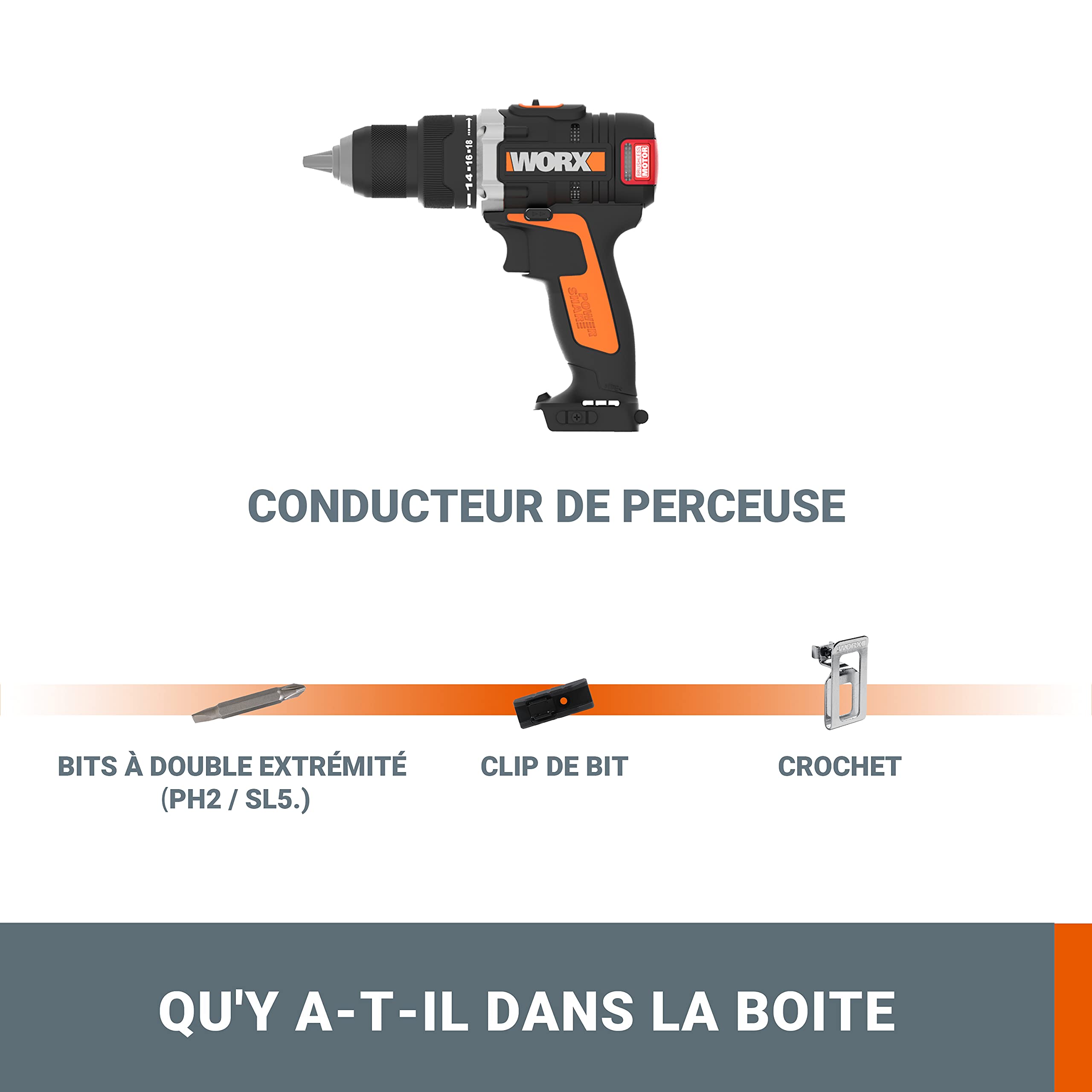 Worx WX272.9 Borstelloze accu-slagschroevendraaier 20 V - 300 Nm, met