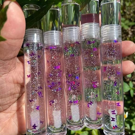 Lip Gloss Tubes with Wand Empty, 10 Pack 5ml Transparent Lip Gloss Containers, Clear Crystal Lip Gloss Tubes with Rubber Stoppers for DIY Lip Gloss