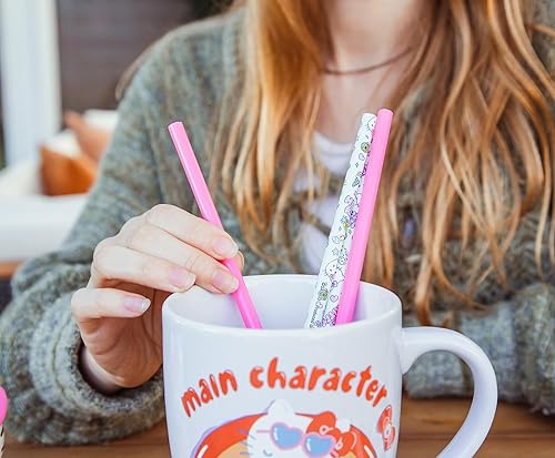 Miniatura 6 de Silver Buffalo Sanrio's Hello Kitty Kawaii Treats - Juego de 4 pajitas de plástico reutilizables, 10 x 1.5 x 25 pulgadas, rosa