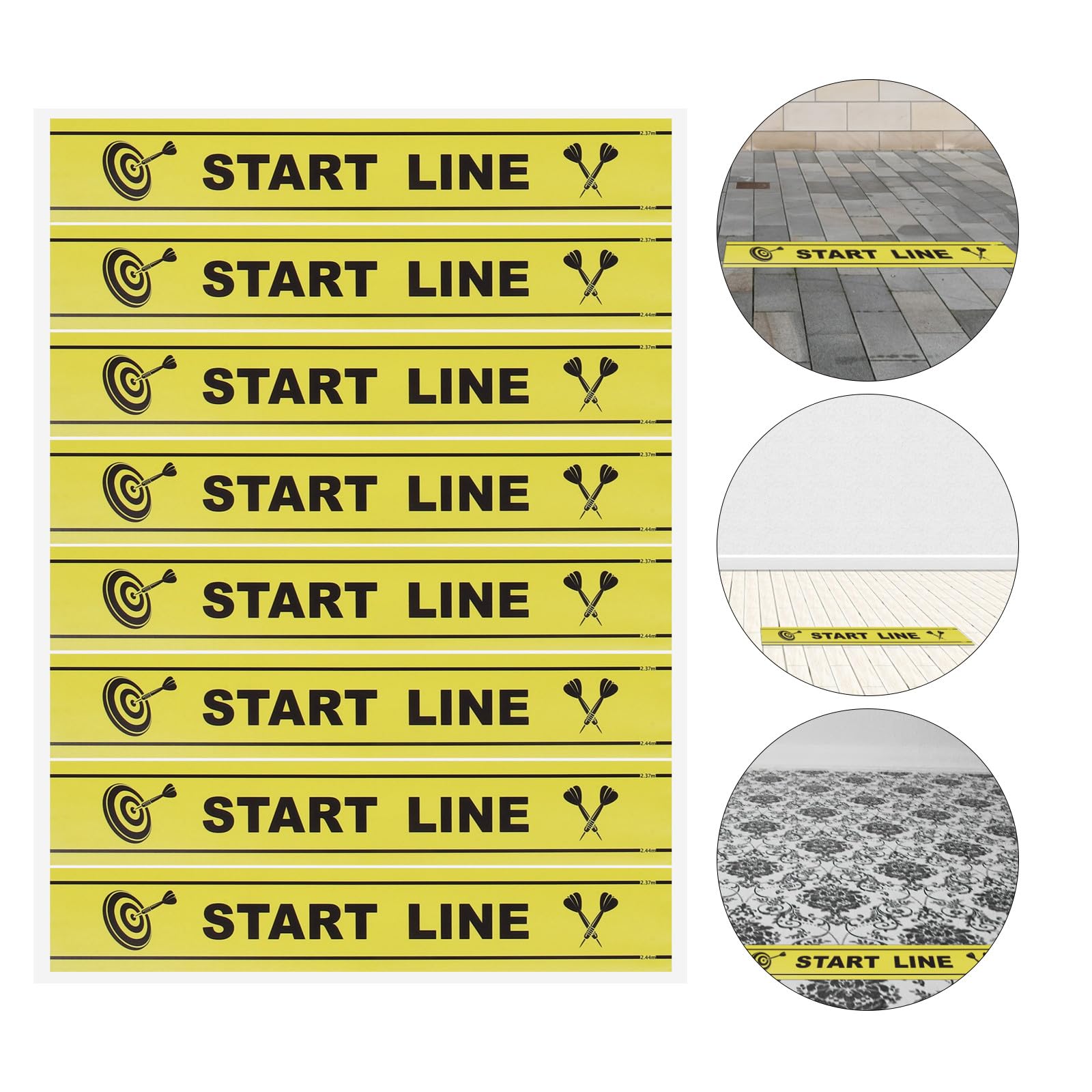 Marqueur de Ligne de Lancer de Fléchettes en PVC Jaune, Autocollant de Sol Utile pour Guider la Visée, Accessoire Jeu de Fléchettes pour Parties et Loisirs