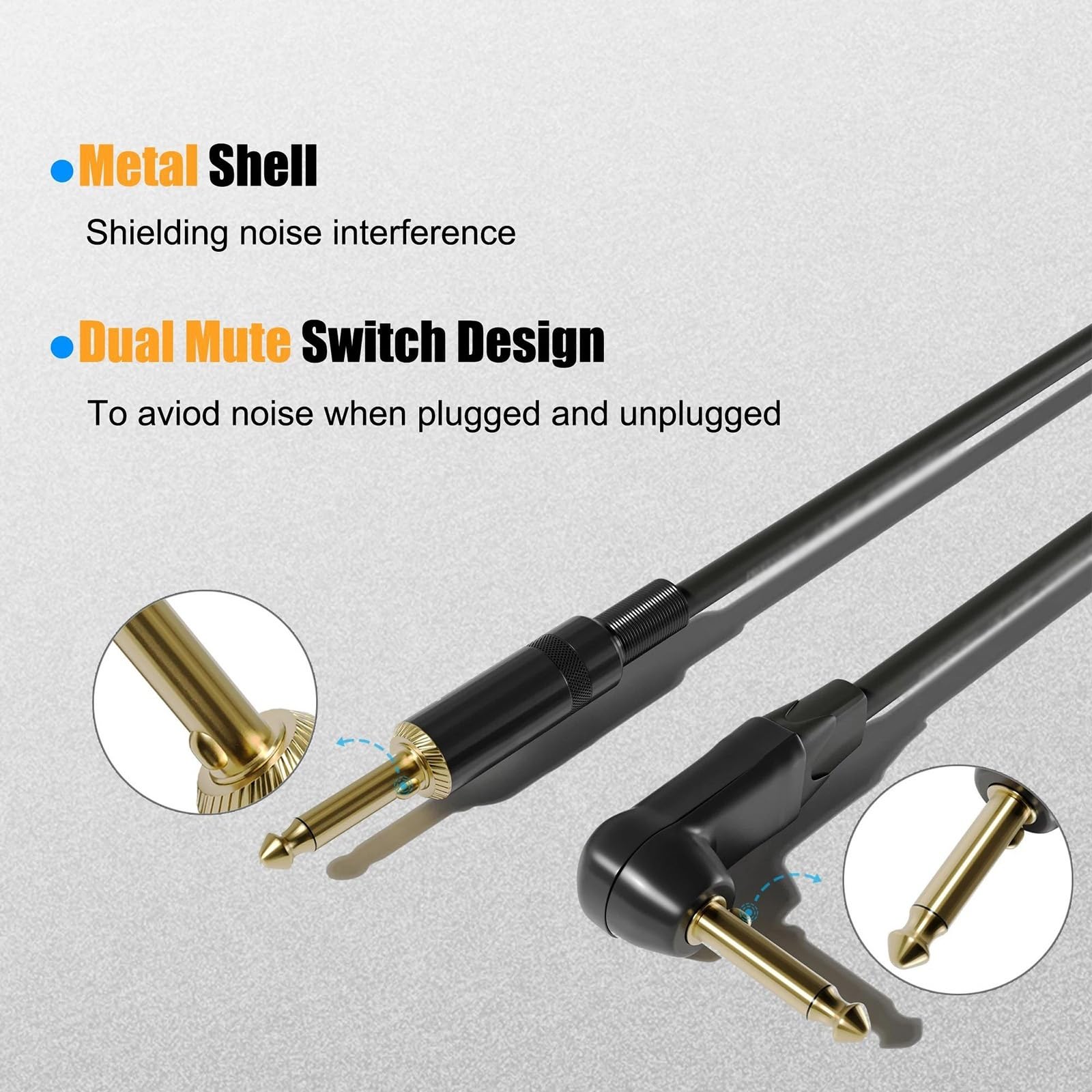 Professionelles Gitarren-Audiokabel 6 M Geräuscharmes High-Fidelity-Gitarrenkabel Mit Dual-Stummschaltung, Metallgehäuse, Breite Kompatibilität, 6,35-mm-Audiokabel