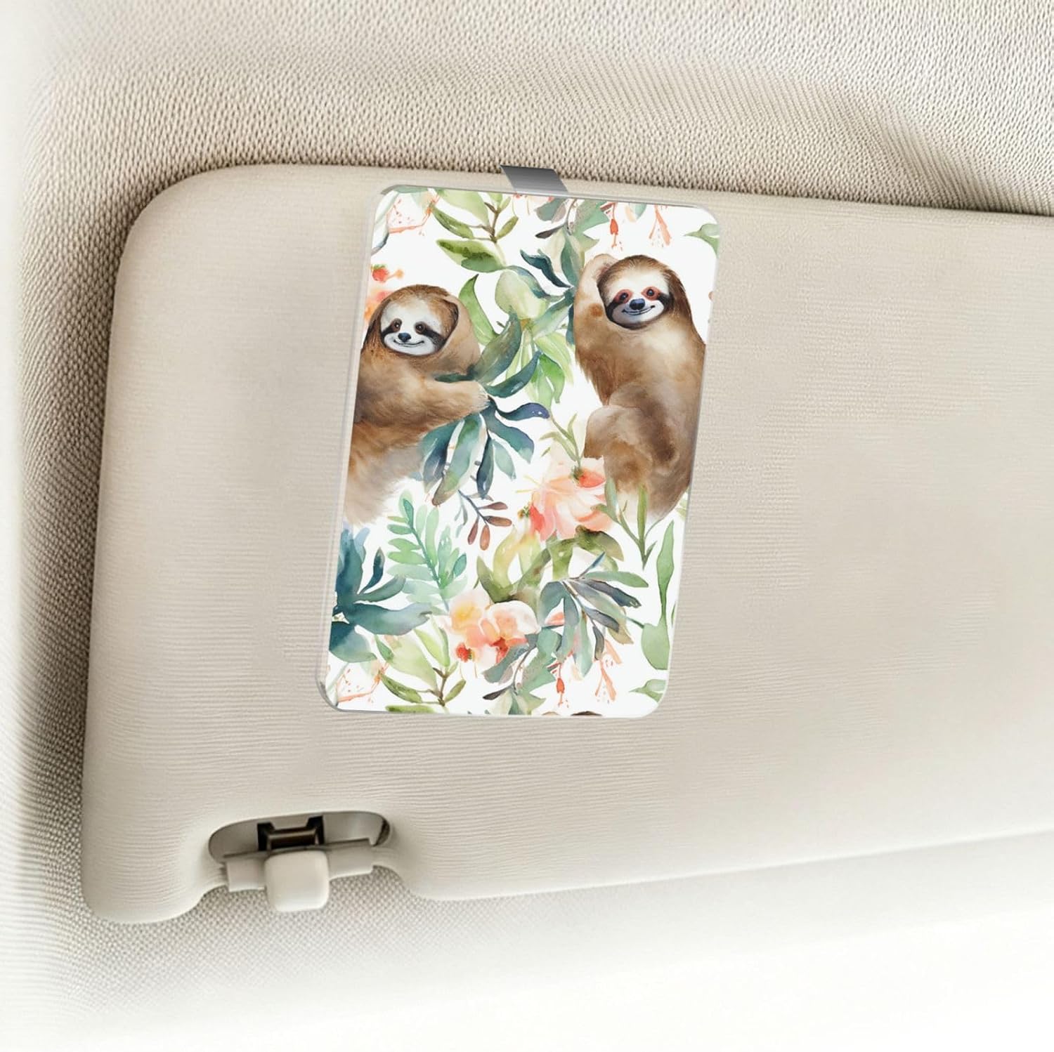 Watercolor Sloth Picture Holder Acrylic Car Visor Photo Clip