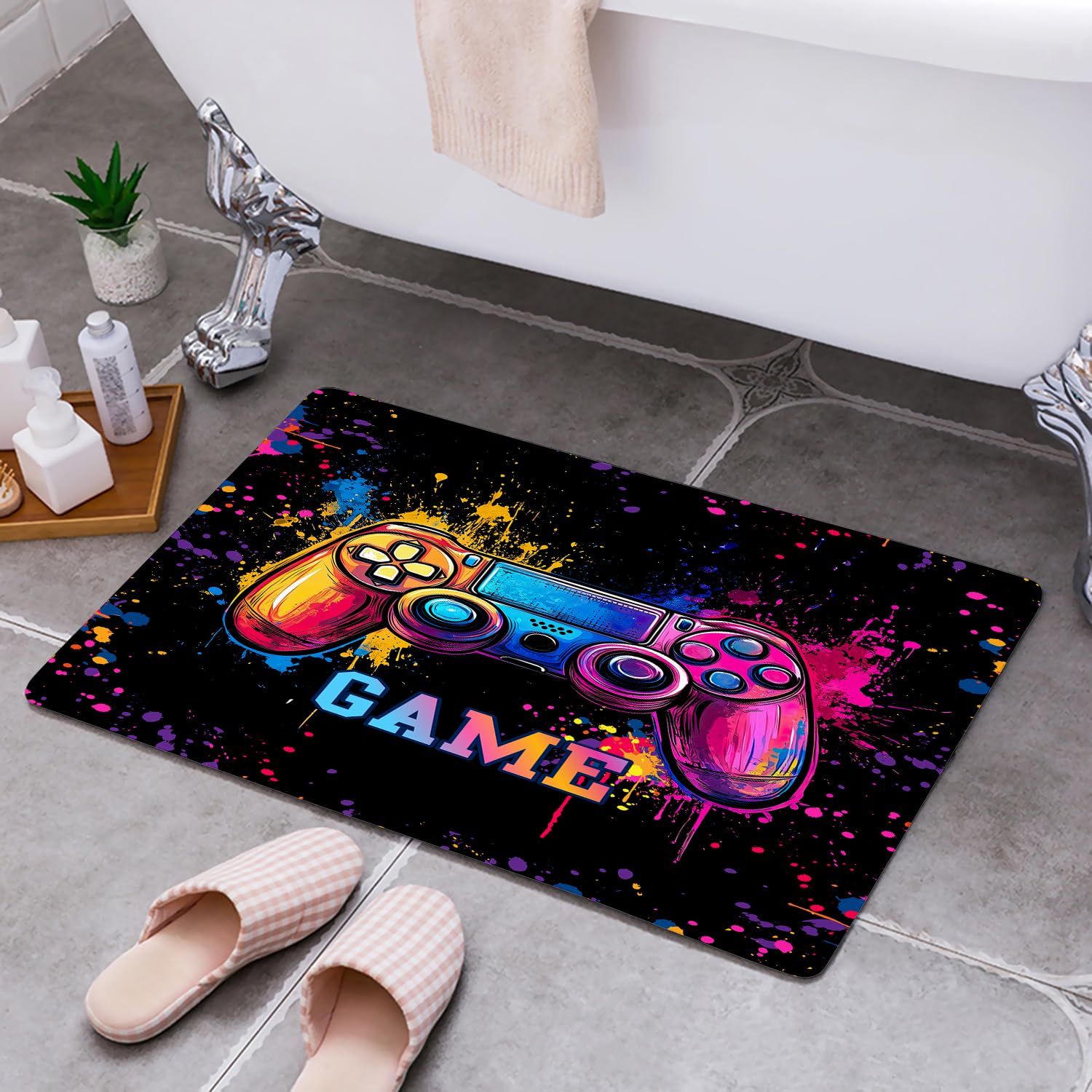 HOSIMA Tapis de sol doux antidérapant pour manette de jeu, à poils courts, moelleux, lavable (manette de jeu 120 x 160 cm)