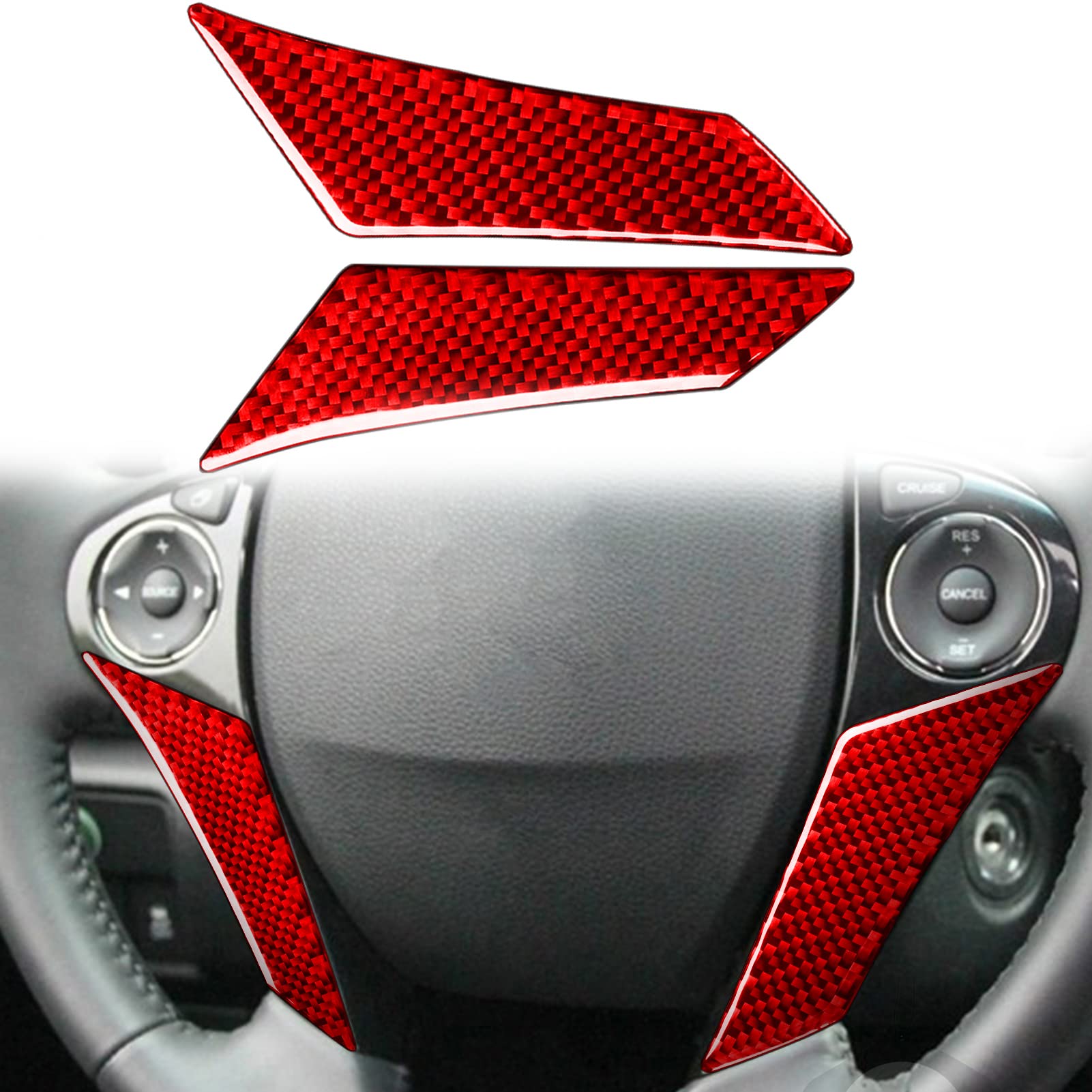 Red Carbon Fiber Interior Car Wheel Dash Cover Compatible with Compatible with Honda 9th Gen Accord 2013 2014 2015 2016 2017 Accessories