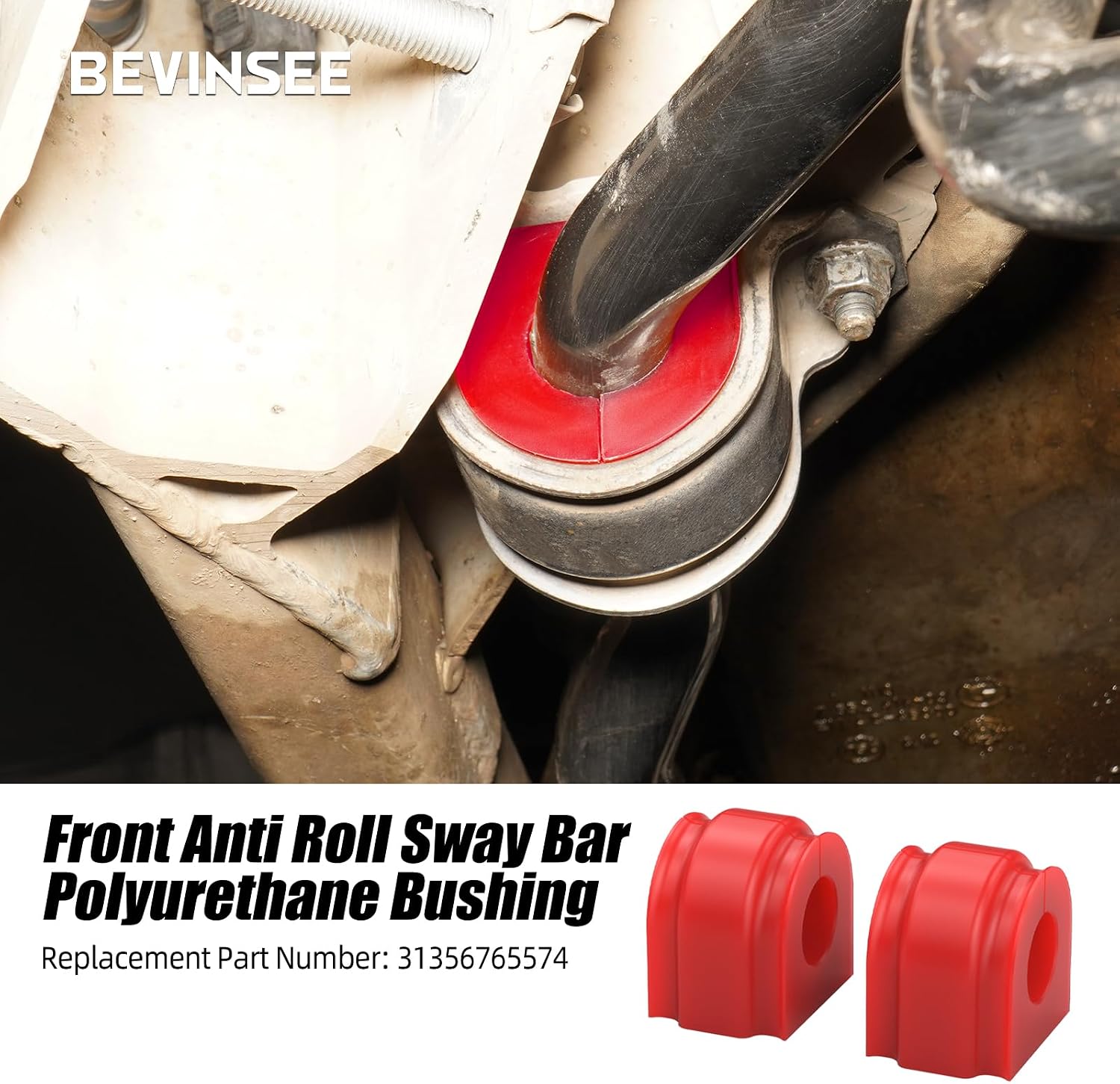 Bevinsee Front Anti Roll Sway Bar Polyurethane Bushing Replacement for 31356765574, 26.5mm Stabilizer Sway Bar Link Compatible with E92 E91 E90 E93 E81 E82 E87 E88 E89 30i 35i, 80A
