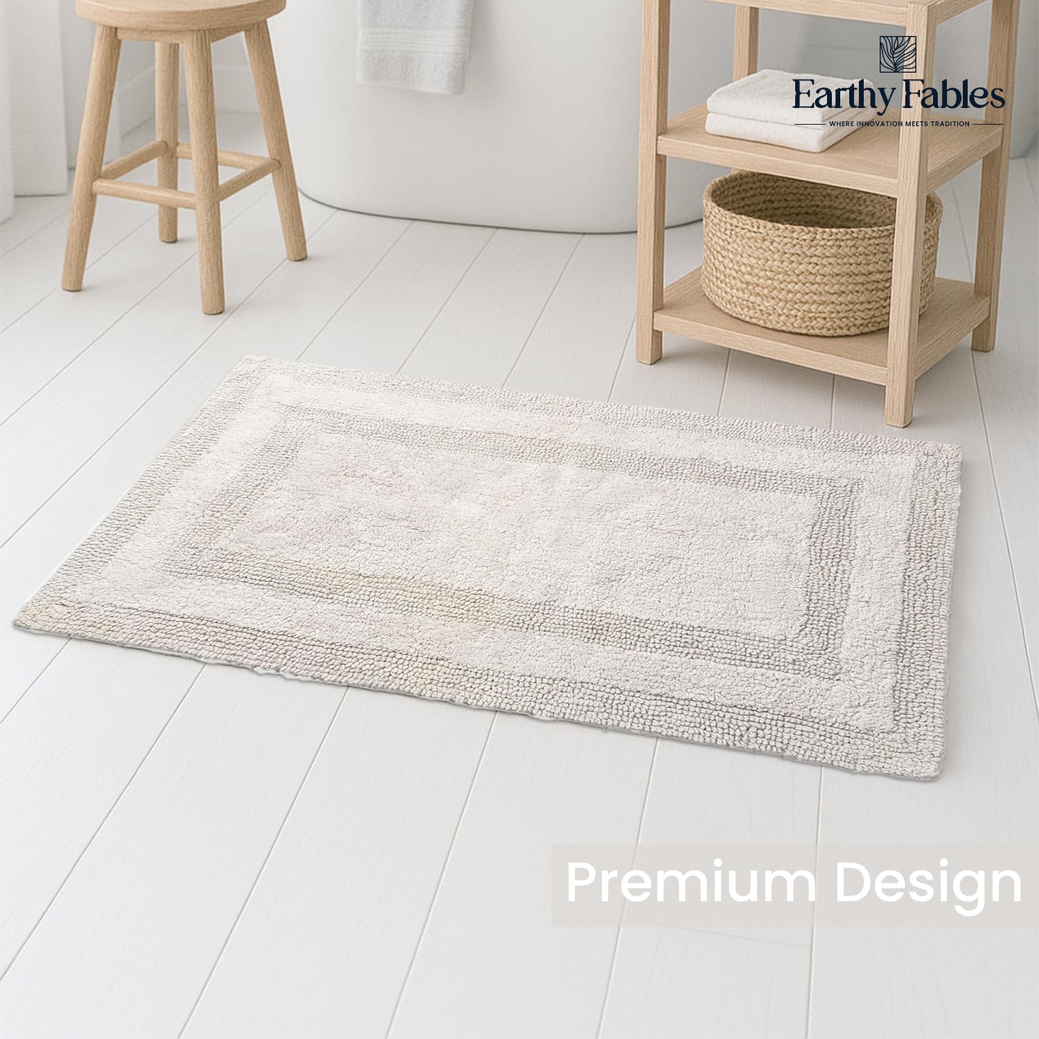 Premium Cotton Reversible Bath Mat - Earthy Fables -4