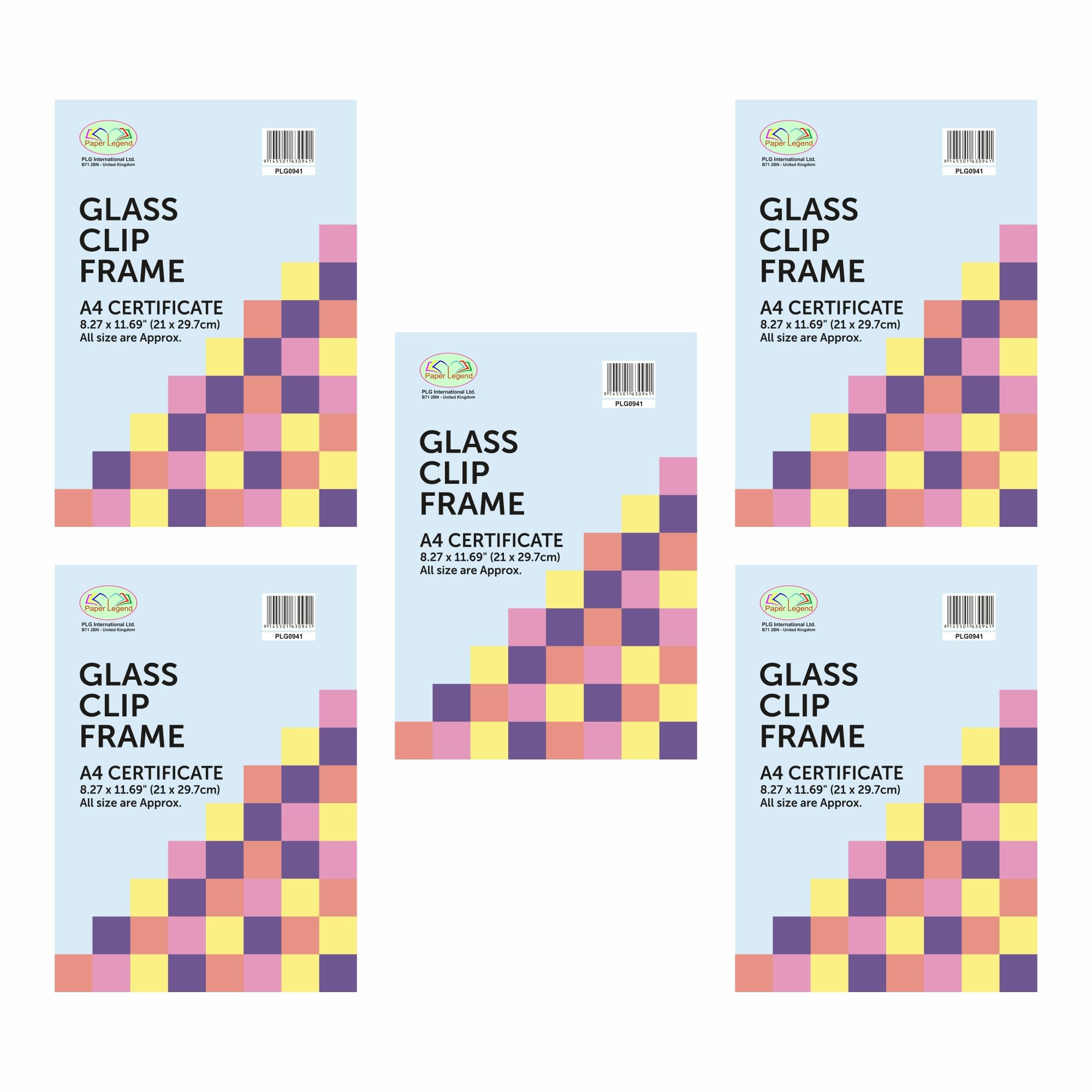 M1SS Clip Frame Picture Photo Frames Poster Frameless (Pack of 5, A4 Glass)