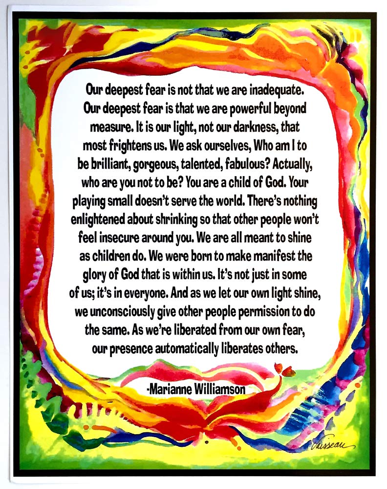 Marianne Williamson Fear Quote Amazon.com: Our Deepest Fear 11X14 Marianne Williamson Poster - Heartful  Art By Raphaella Vaisseau : Handmade Products