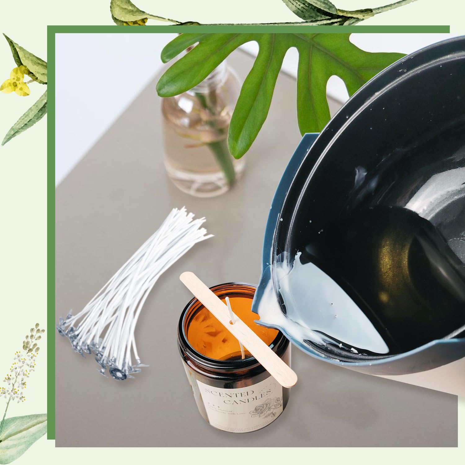 Kit completo de fabricación de velas para adultos con olla de fusión de cera digital | Juego de cera de soja con molde de cabeza de calavera, tarros de velas, fragancia, tintes y más