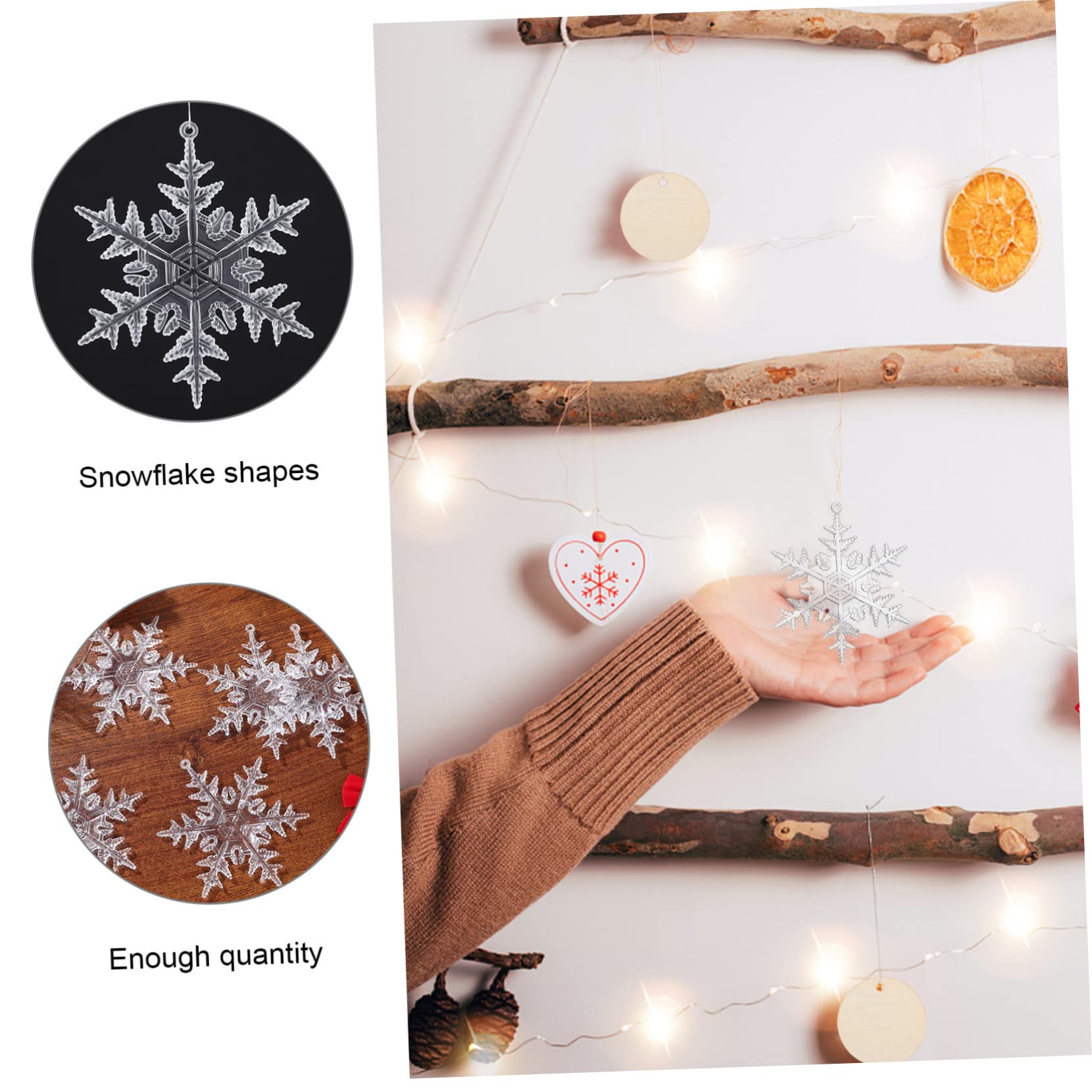 MAGICLULU 4 Ensembles Pendentif Flocon De Neige Transparent Décoration Suspendue Flocon De Neige Flocons De Neige Suspendus Étincelants Noël Lumières De Fête en Plein Air 18 Pièces * 4