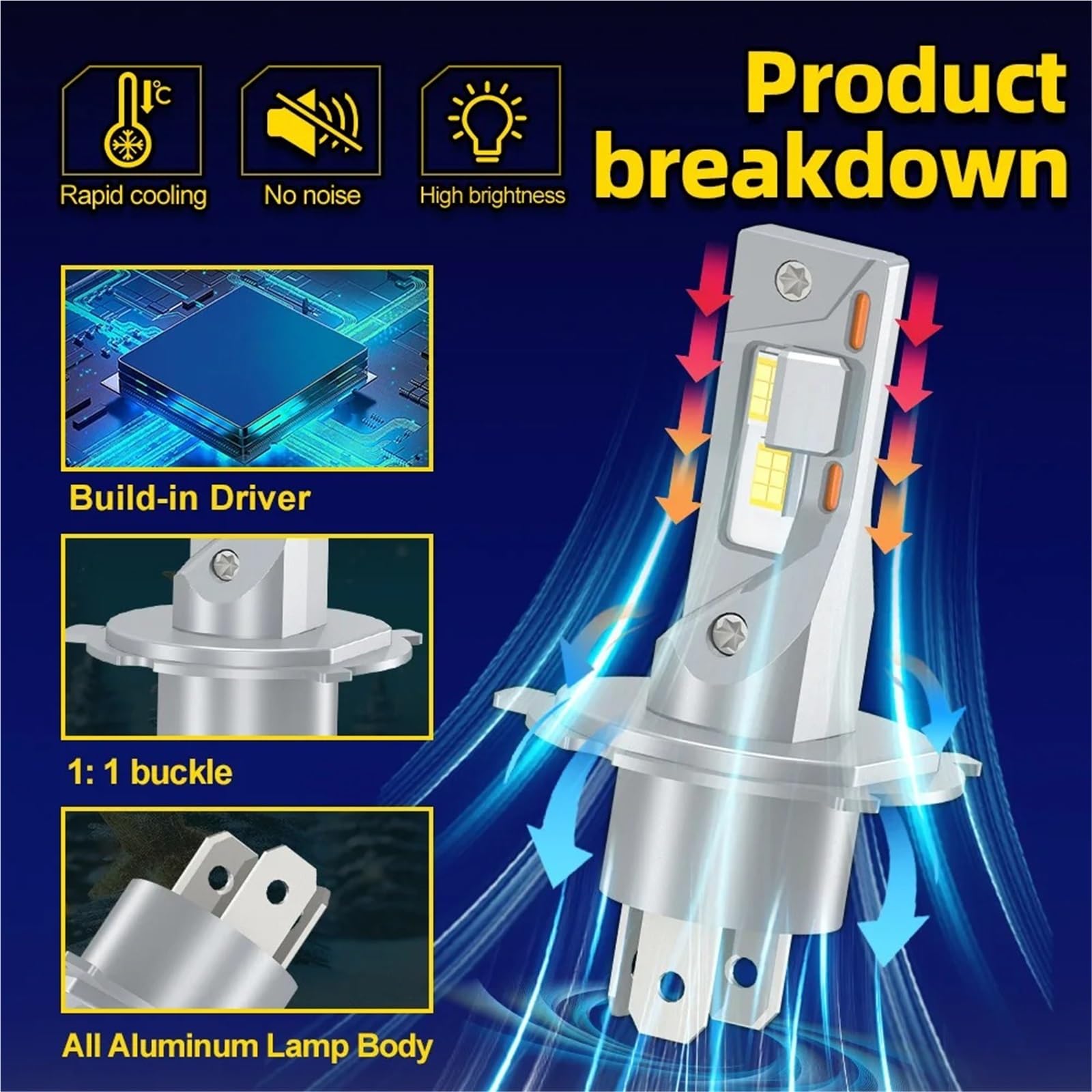 Phare Moto LED 1PC LED H4 H7 Moto Scooter HS1 9003 HB2 ampoule phare 15000LM Super lumineux lampe sans fil vélo avant lumière 12V