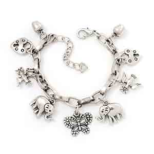 Amazon.com: Chunky Oval Link Charm Bracelet In Silver Tone
