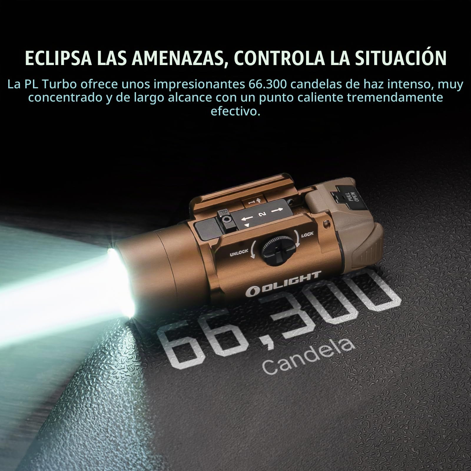 OLIGHT PL Turbo Valkyrie Linterna Táctica LED Potente 800 lúmenes 515 Metros Compatible con Diferentes Rieles para Caza, Búsqueda en Exteriores Utilizada para Actividades Deportivas(Marrón)