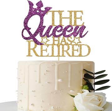 Maicaiffe The Queen has Retired Cake Topper - Women Retirement Cake Topper - Retired Cake Decorations for Women Gold & Purple