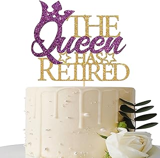 Maicaiffe The Queen has Retired Cake Topper - Women Retirement Cake Topper - Retired Cake Decorations for Women (Gold & Purple)