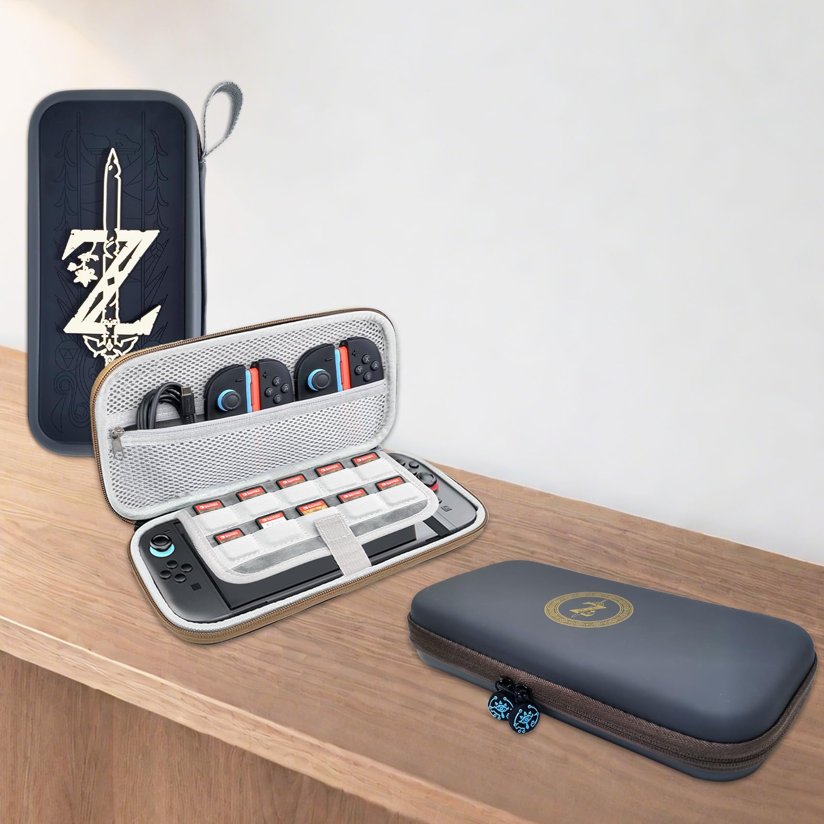 CHIKIXSON Étui Switch 2, Protection Sacoche pour Switch 2 (2025), Poches Zippées en Filet, Rangement 10 Cartes de Jeu e Accessoire, Gris