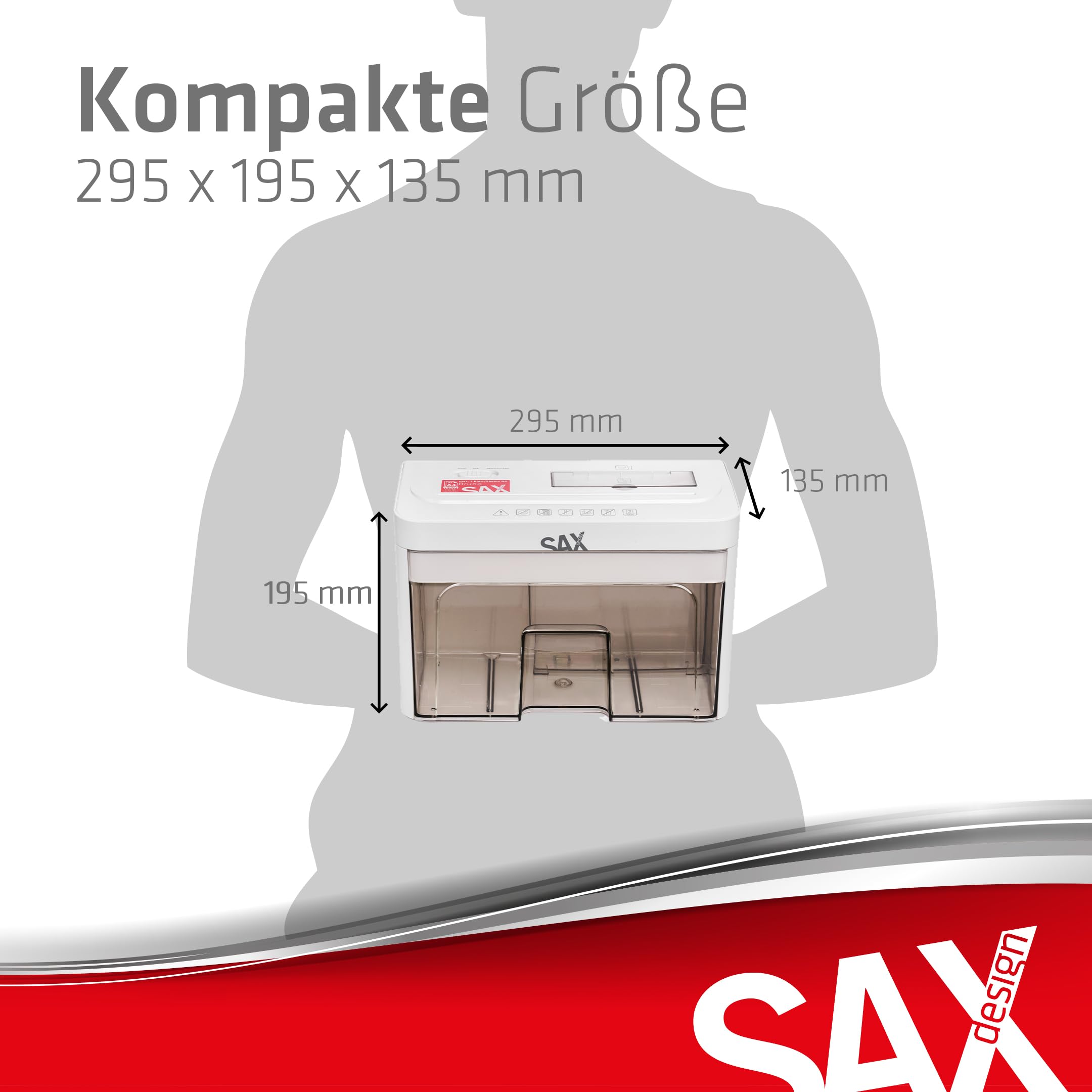 Sax Bruno Destructeur de Papier 3x18 mm 220 mm A4 3,5 L Silencieux 70 dB