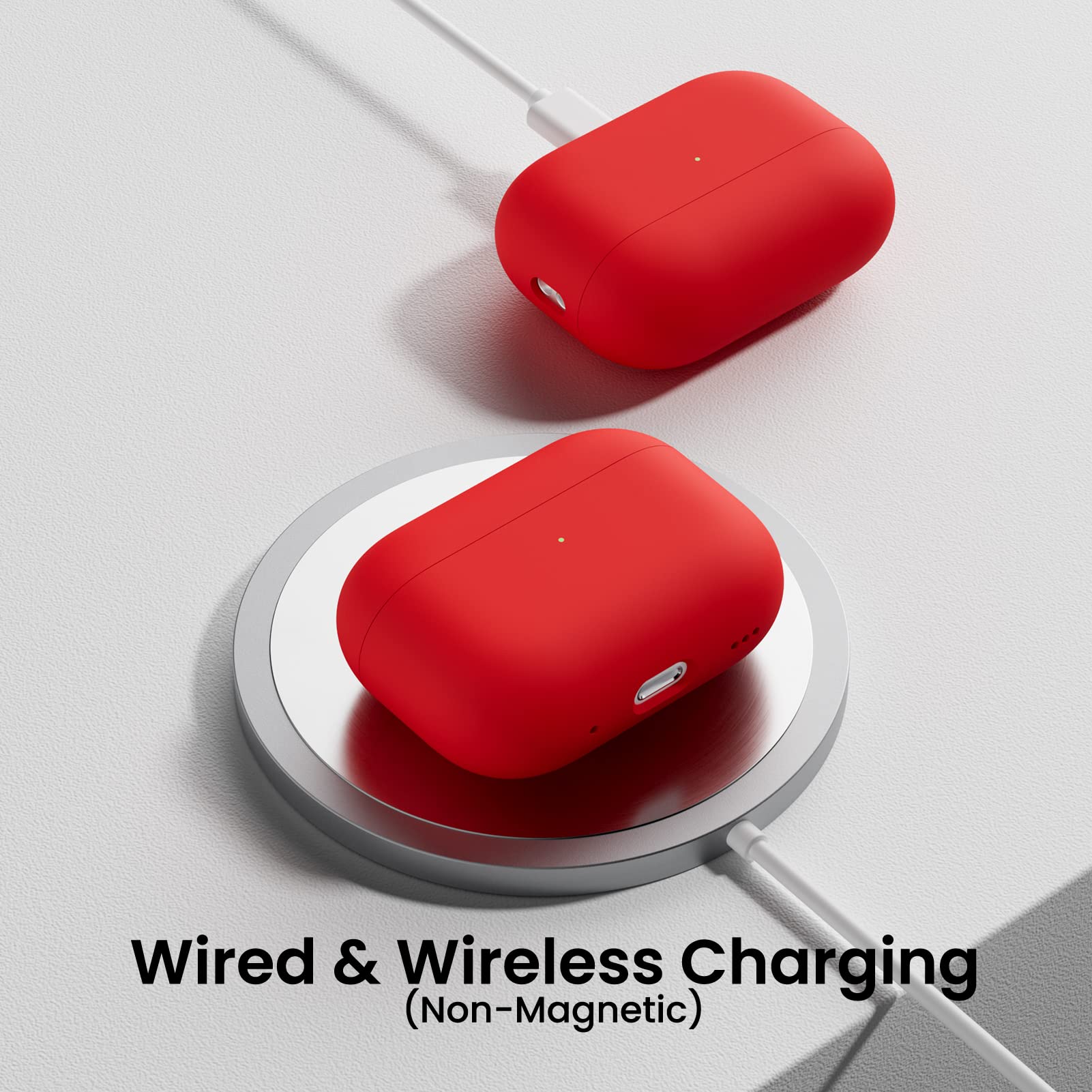 ORNARTO Coque pour AirPods Pro 2 (2022) en Silicone, Protection Antichoc - Rouge