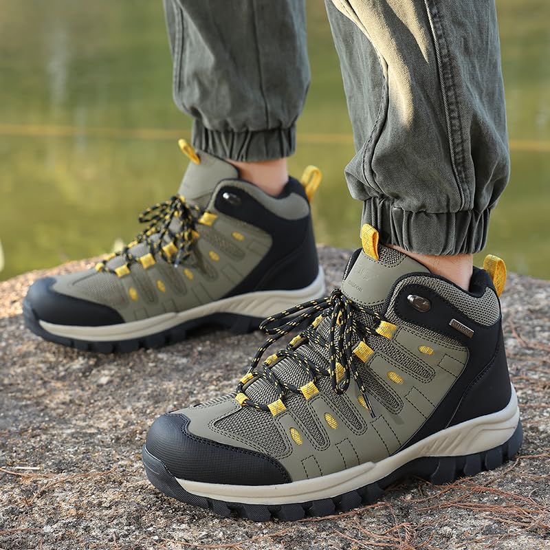 Fashion Khaki Men‘s Hiking Boots Big Size 46 Winter Outdoor Waterproof Boots Men Non-slip Trekking Shoes Men Trainers Sneakers