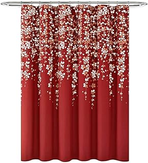 Lush Decor Weeping Flower Shower Curtain, 72 in x 72 in (H x W), Red