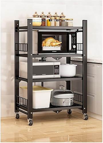 Estantería plegable para almacenamiento, estantes plegables de metal de 4 niveles con ruedas, estantes y estantes de almacenamiento, estantes