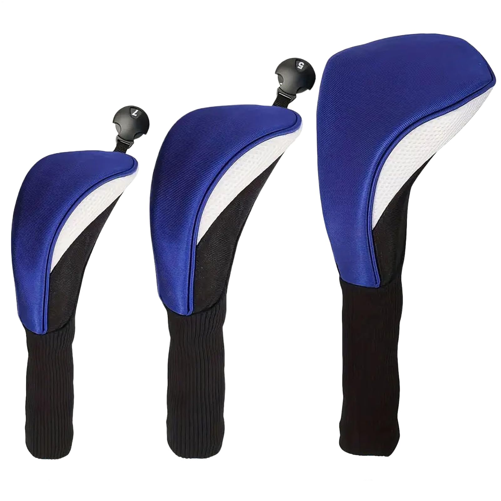 Fundas para Cabezal de Golf - Juego Protector de Malla 3 Piezas - Fundas para Driver De Cuello Largo - para Hombres Mujeres Y Aficionados Al Campo De Práctica De Golf