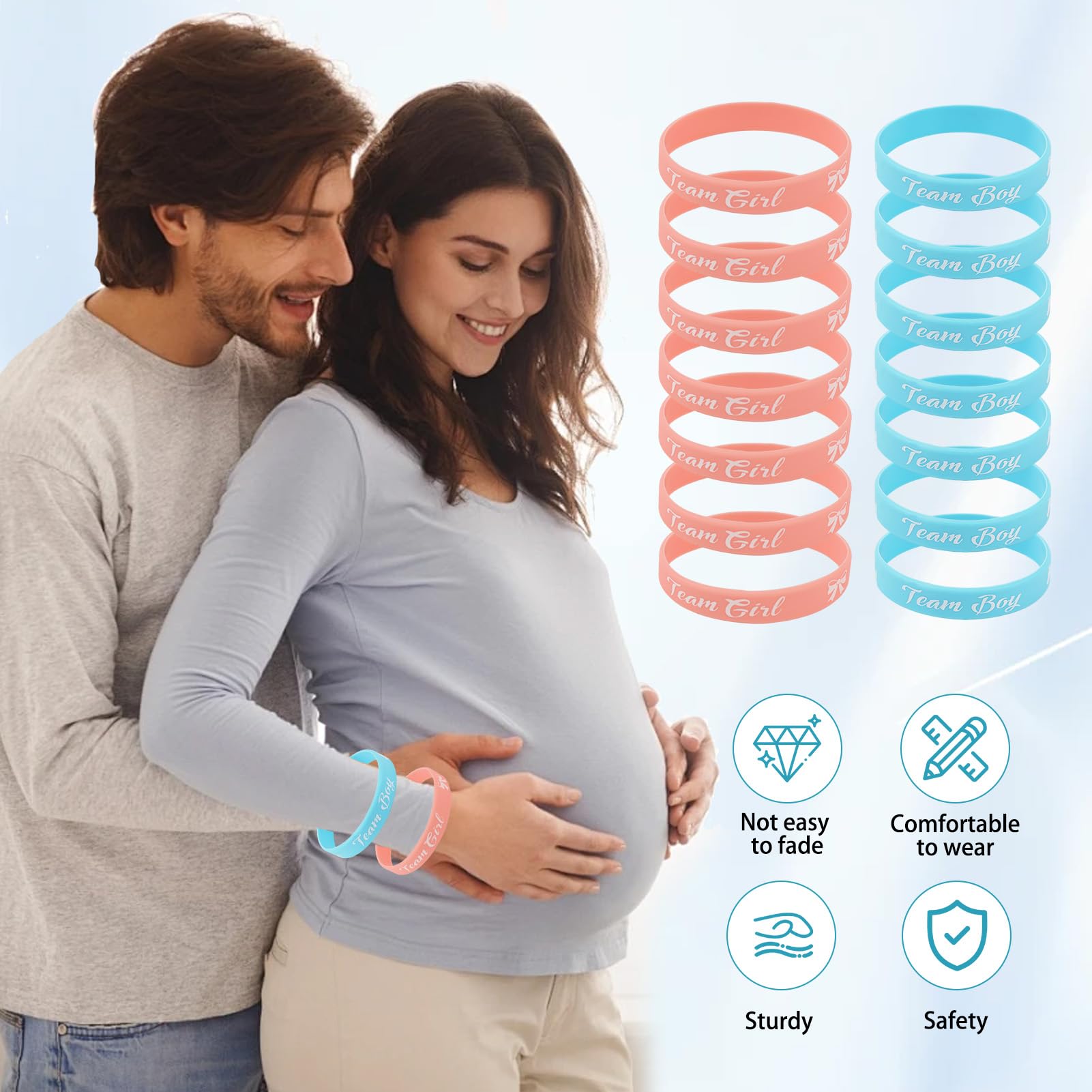 20 Braccialetti In Silicone Per Rivelazione Del Genere – Team Boy E Team Girl, Morbidi E Colorati, Ideali Per Baby Shower E Festa Di Bentornato