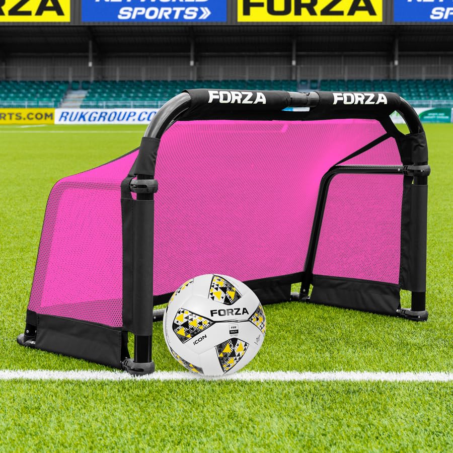 FORZA POD Goal - PRO ALU50 Folding Football Goal | Fold-Away & Freestanding Target Goals | Carry Bag Included - Multiple Sizes & Colours (Pink, 3ft x 2ft)