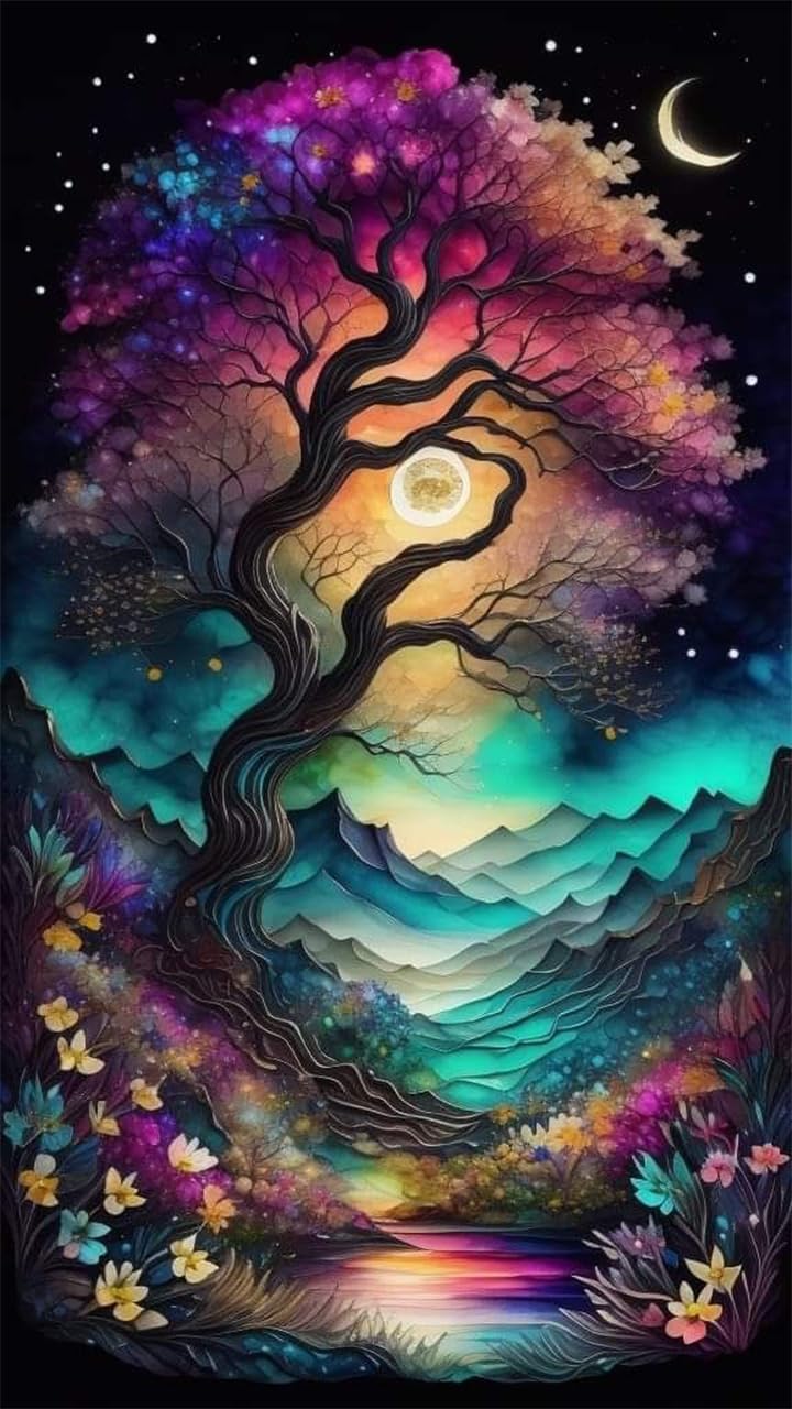 ZHUMUTO Large Diamond Painting Kits for Adults Moonlit Tree of Life — image 1