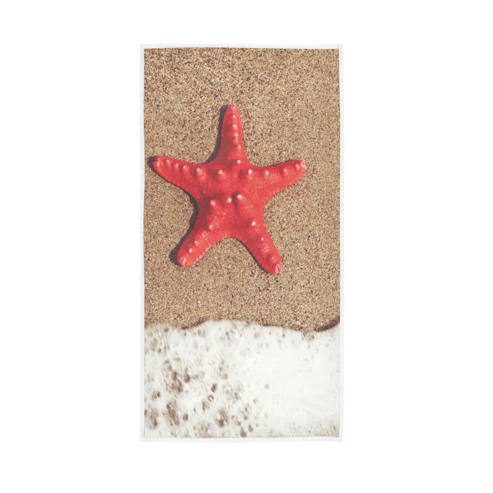 HUYGD Hand Towels Beach Starfish Decor Fingertip Soft Face Towel Absorbent Bathroom Kitchen Towels