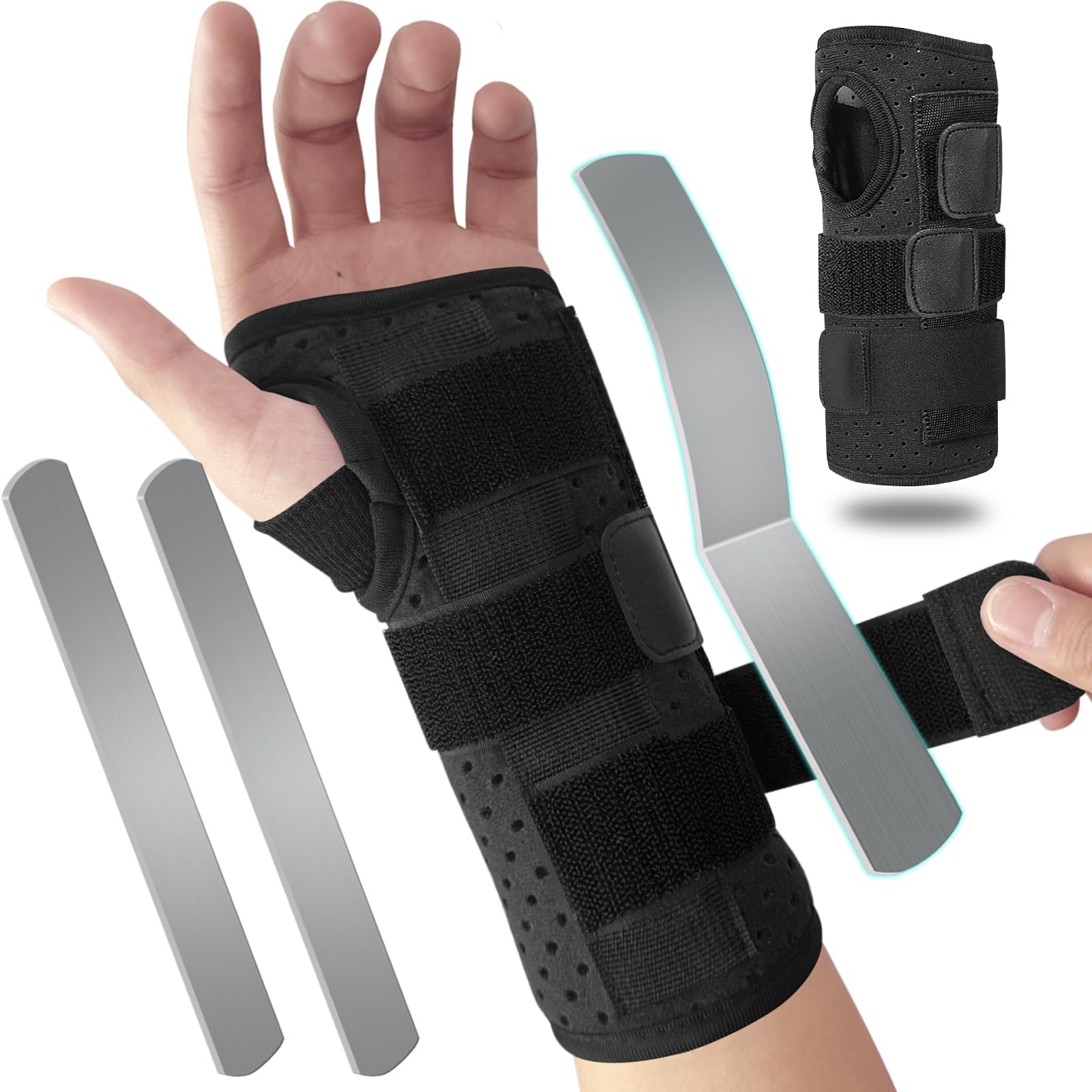 Carpal Tunnel Wrist Brace Night Support Wrist Support with Metal Splint Stabilizer Hand Brace for Arthritis Pain and