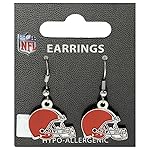 aminco NFL Cleveland Browns Logo Dangler Earrings,Silver, 2.5