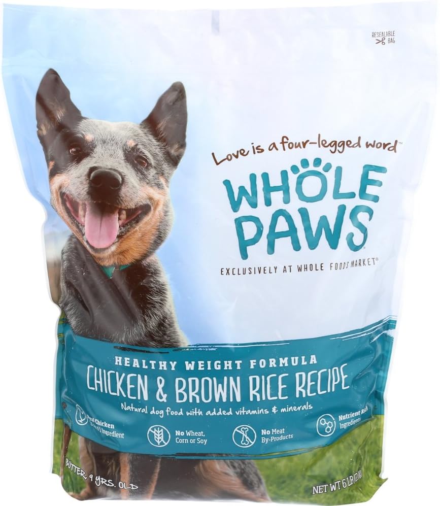 Whole Paws, Healthy Weight Dog Food Formula, Chicken & Brown Rice, 6 lb