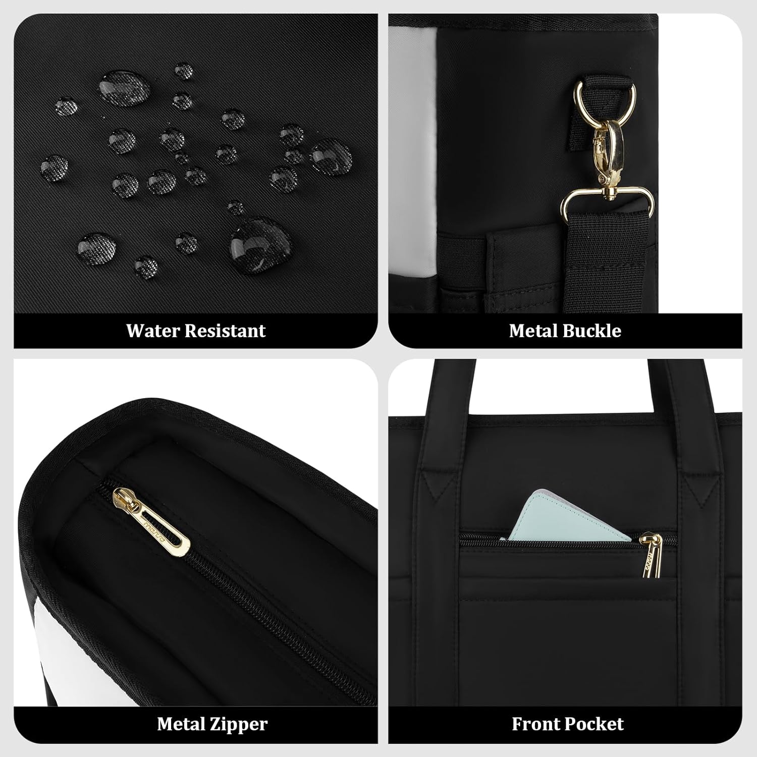 MOSISO Laptop Tote Bag, 15-15.6 inch Laptop Bag, Large Capacity Work Computer Shoulder Handbag with Cup Holder&Laptop Compartment&Shoulder Strap for Teacher Work College Business Office Travel, Black - Image 5