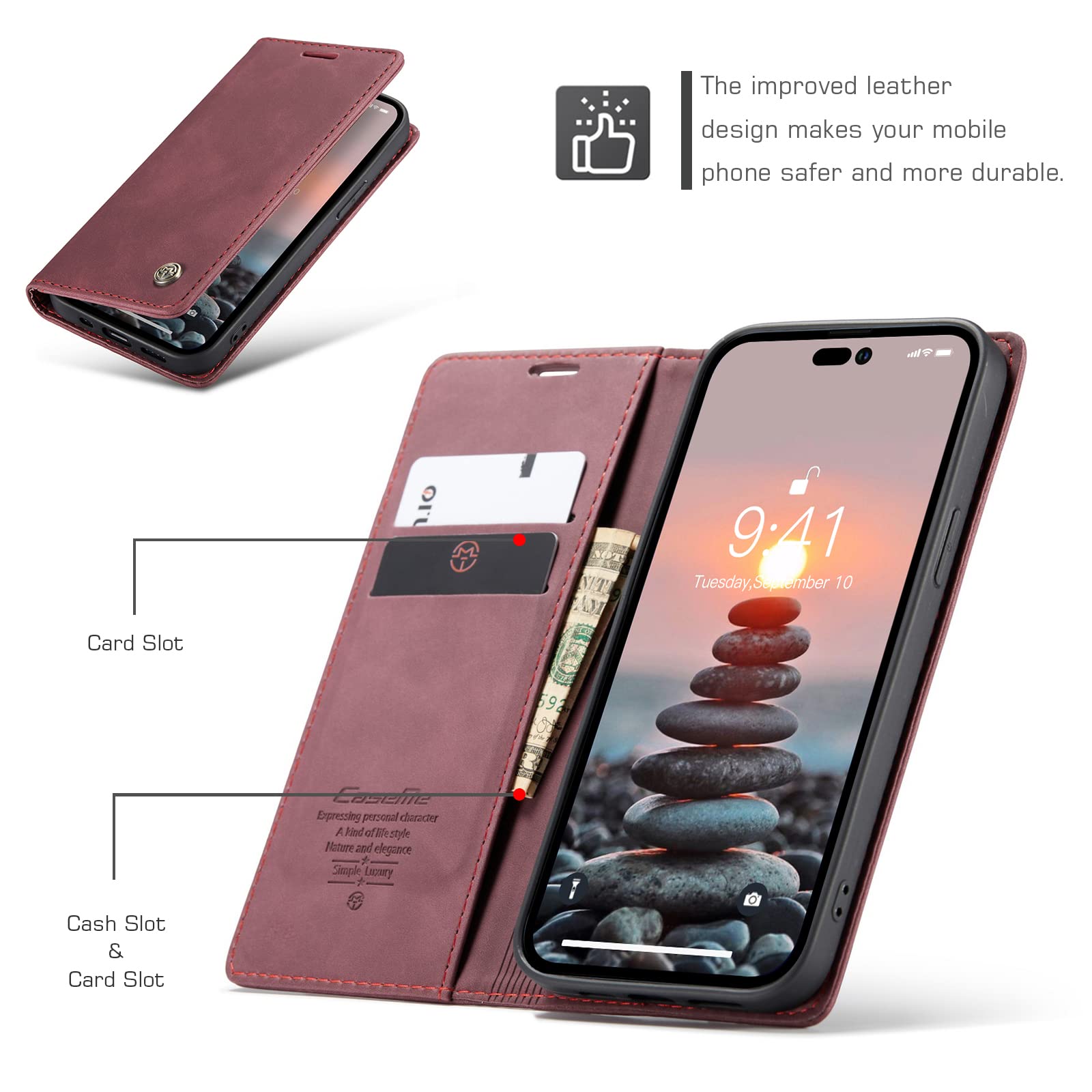 Custodia Cover per for iPhone 14 Pro Max,Premium Flip Pelle per for iPhone 14 Pro Max PU Portafoglio Magnetica Libro con Slot Schede,Supporto Stand, Interno TPU Protezione Portafoglio