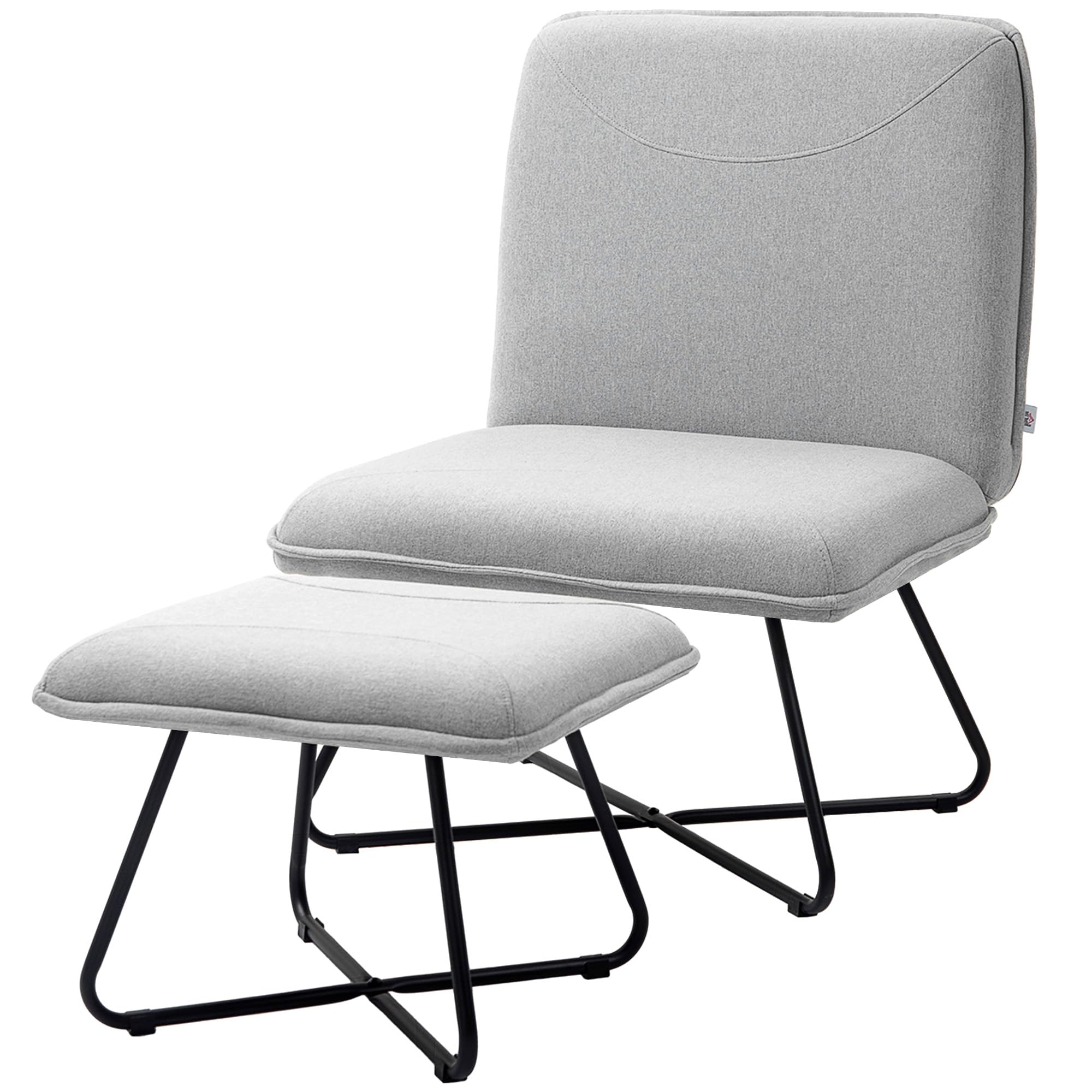 HOMCOM Sillón Relax con Reposapiés sin Brazos Patas de Acero Gris Claro