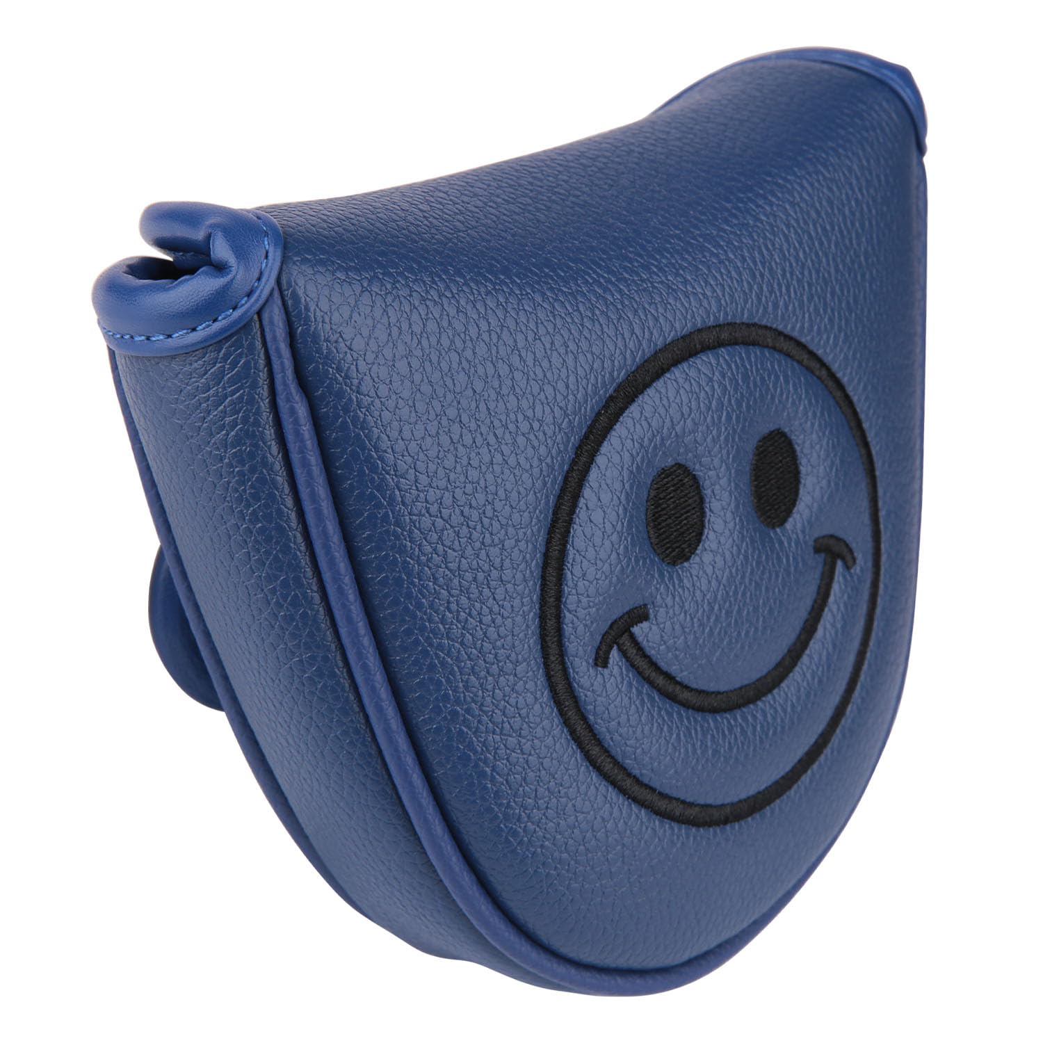 Golf Club Mallet Center Shaft Putter Head Cover Soft Leather with Embroidery Magnetic Closure (Blue)